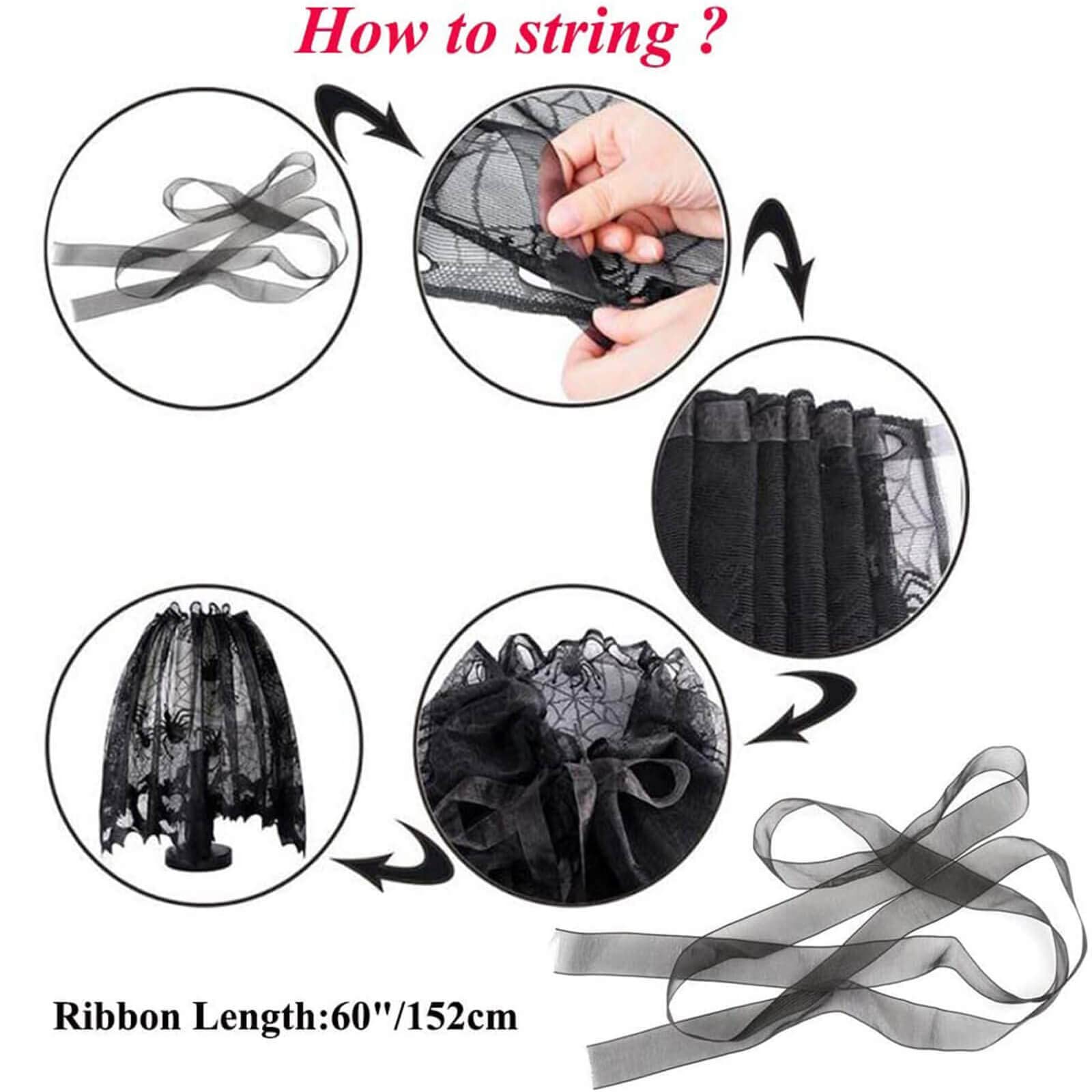 Orgrimmar Halloween Spider Web Lamp Shades, Black Polyester, 20in x 60in, 2 PCS with Ribbon for Themed Party Decoration