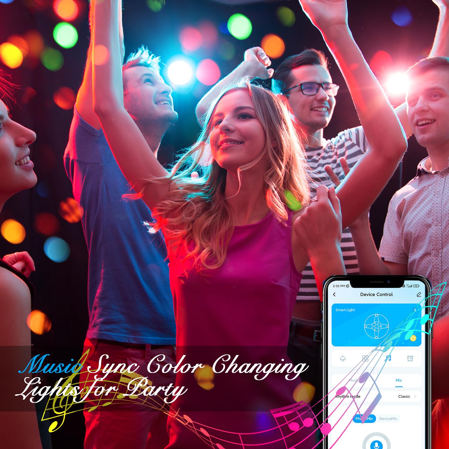 DAYBETTER Led Strip Lights 100ft Smart RGB, 5050 Multicolor, Music Sync, App Remote Control, Model FLSL-DB-501115RGBUS