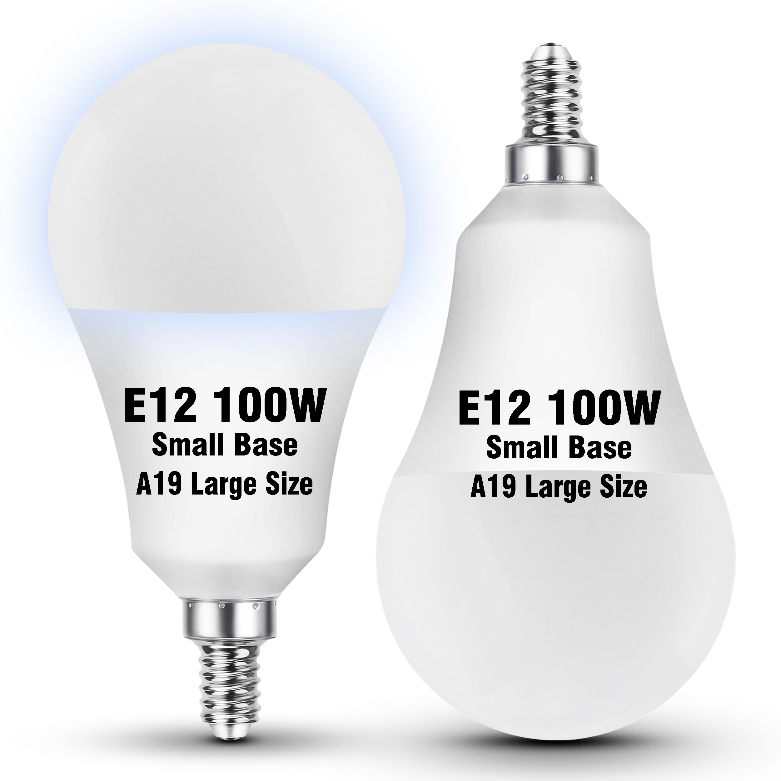 E12 LED Ceiling Fan Light Bulbs 100 Watt Equivalent  Daylight White 5000K 9W 1000LM  A60 Globe A19 Shape E12 Small Candelabra Screw Base Bulb for Chandelier Pendant Lighting  Non-Dimmable  2 Pack