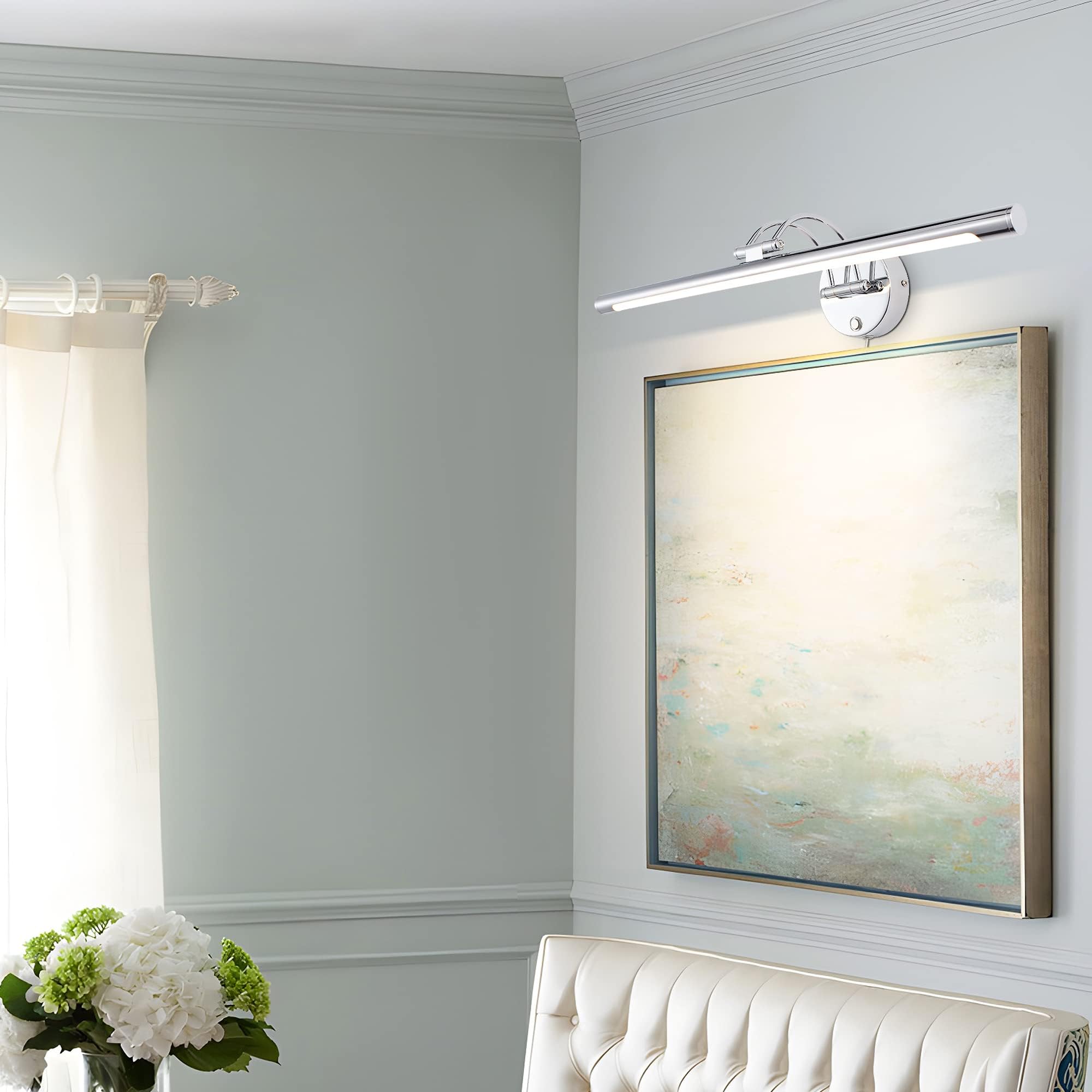 MantoLite Picture Lights for Wall 24''Modern Bathroom Lighting Fixtures Over Mirror, Plug-in or Hardware 12W 3CCT Dimmable LED V