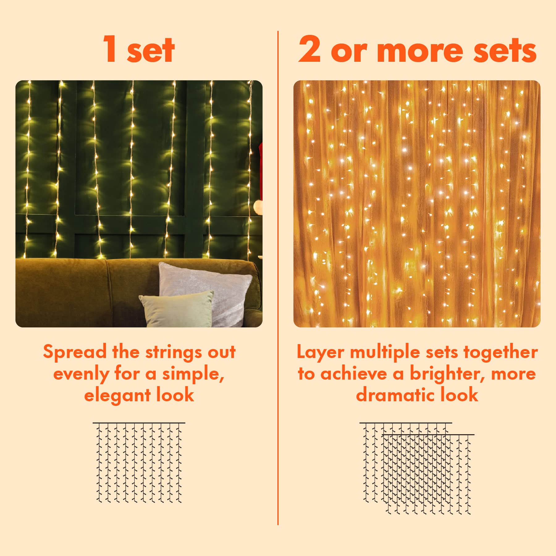 Twinkle Star 300 LED Window Fairy Curtain String Lights, 8 Modes Fairy Lights for St Patrick s Day Halloween Christmas Bedroom