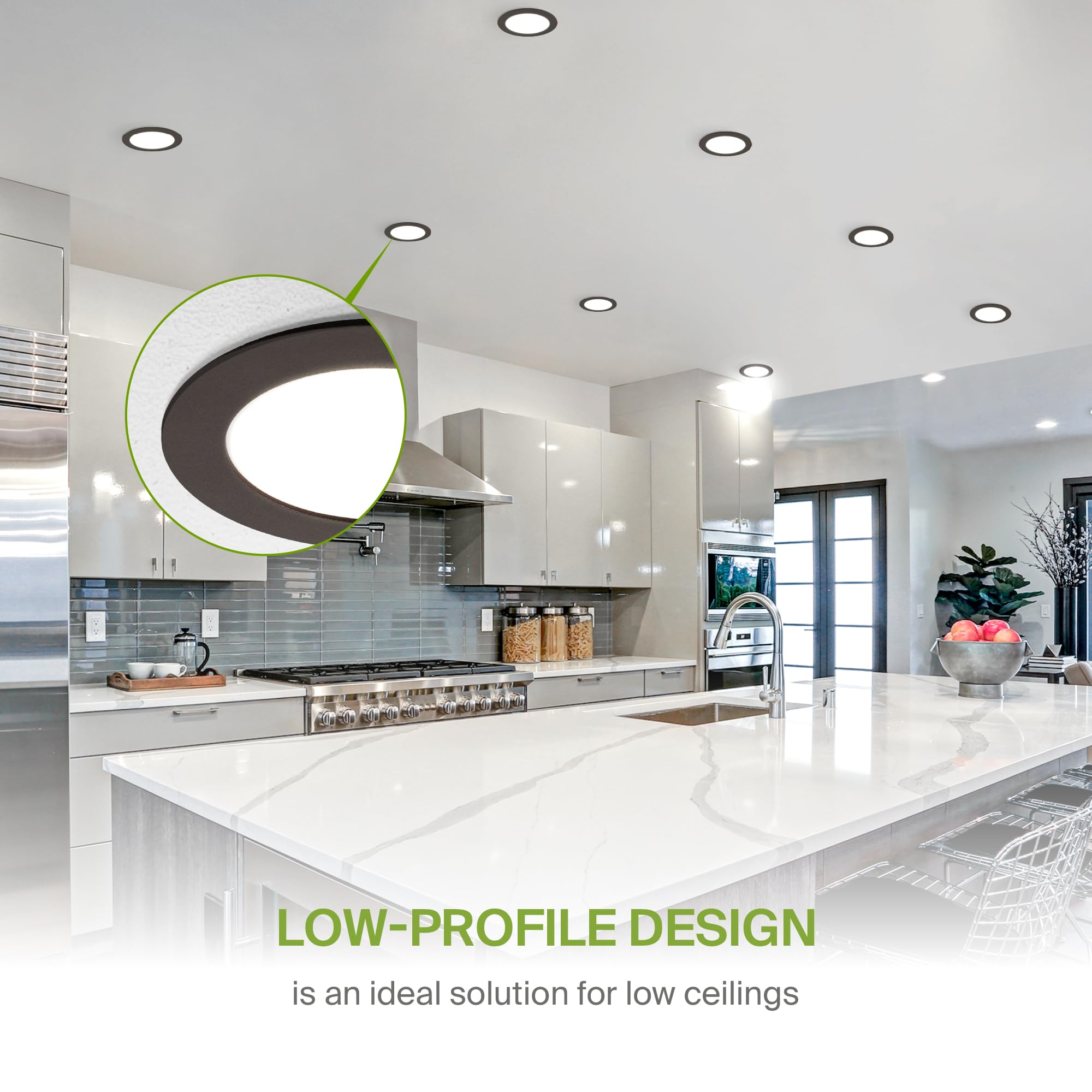 Asd 6 Pack Led Recessed Lighting 6 Inch 12W  5 Cct 2700K-5000K Cri90+  Ic Rated Ultra Thin Dimmable Ceiling Lights With J Box  Canless Wafer Downlight  Round Slim Panel Light  Energy Star Etl  Bronze