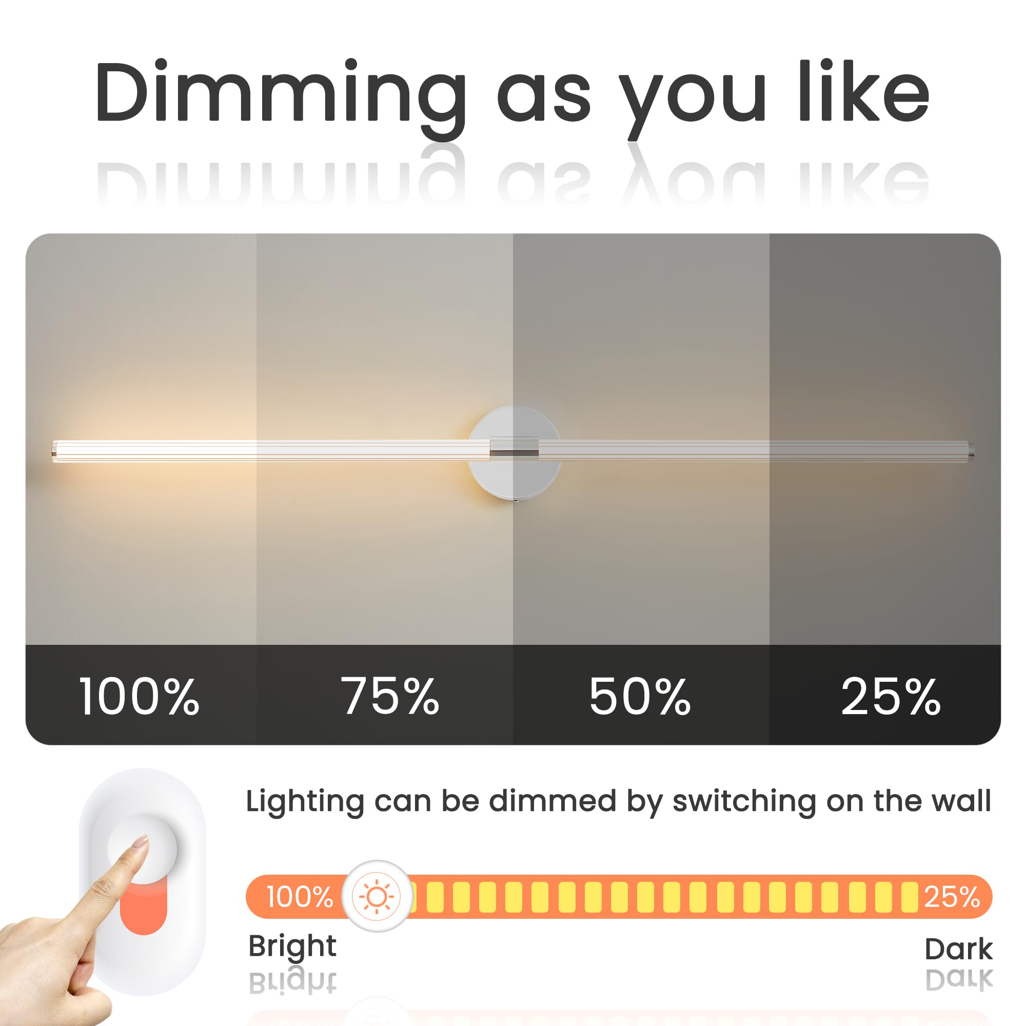 Bathroom Vanity Lights 49 Inch Long Bathroom Light Fixtures Over Mirror, Dimmable Led 360 Full Lighting Modern Vanity Light Bar