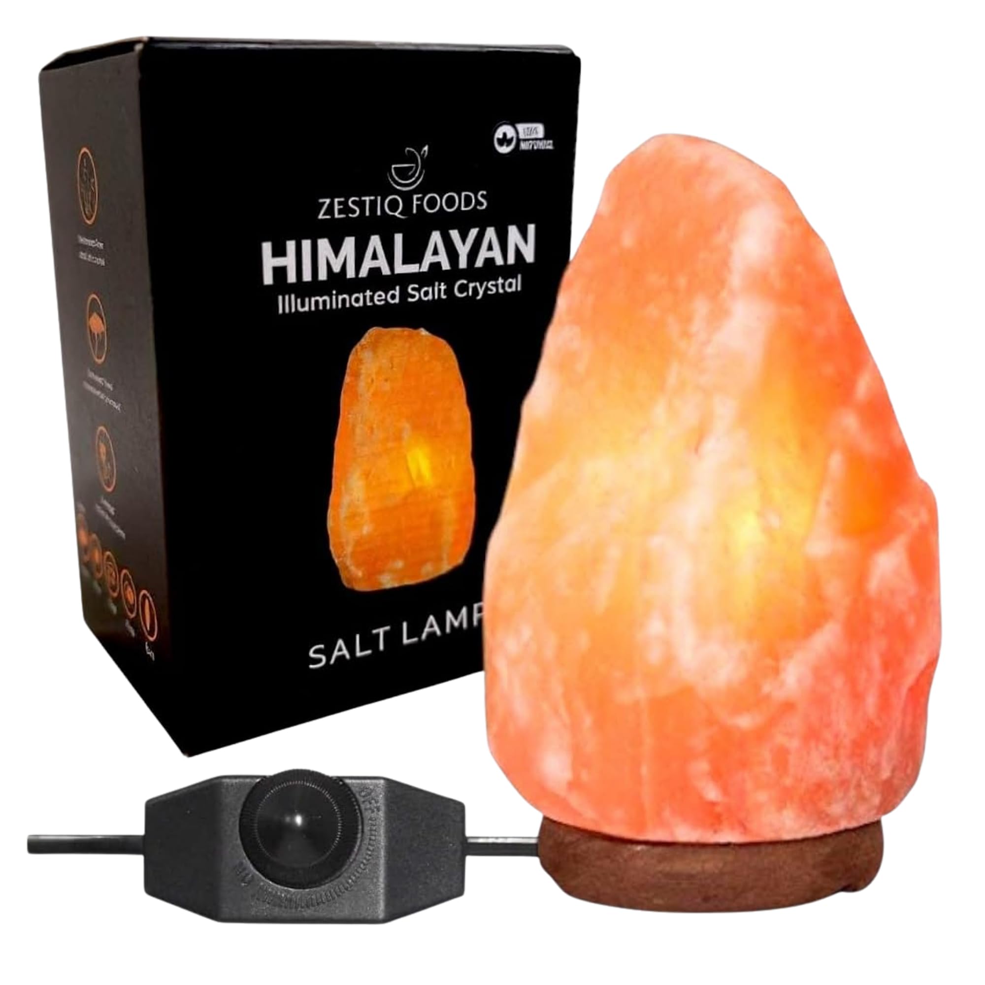 ZESTIQ FOODS Himalayan Salt Lamp - Natural Pink Salt Rock Lamp, Crystal Night Light for Bedroom, Home & Office, Air Purifier, Re