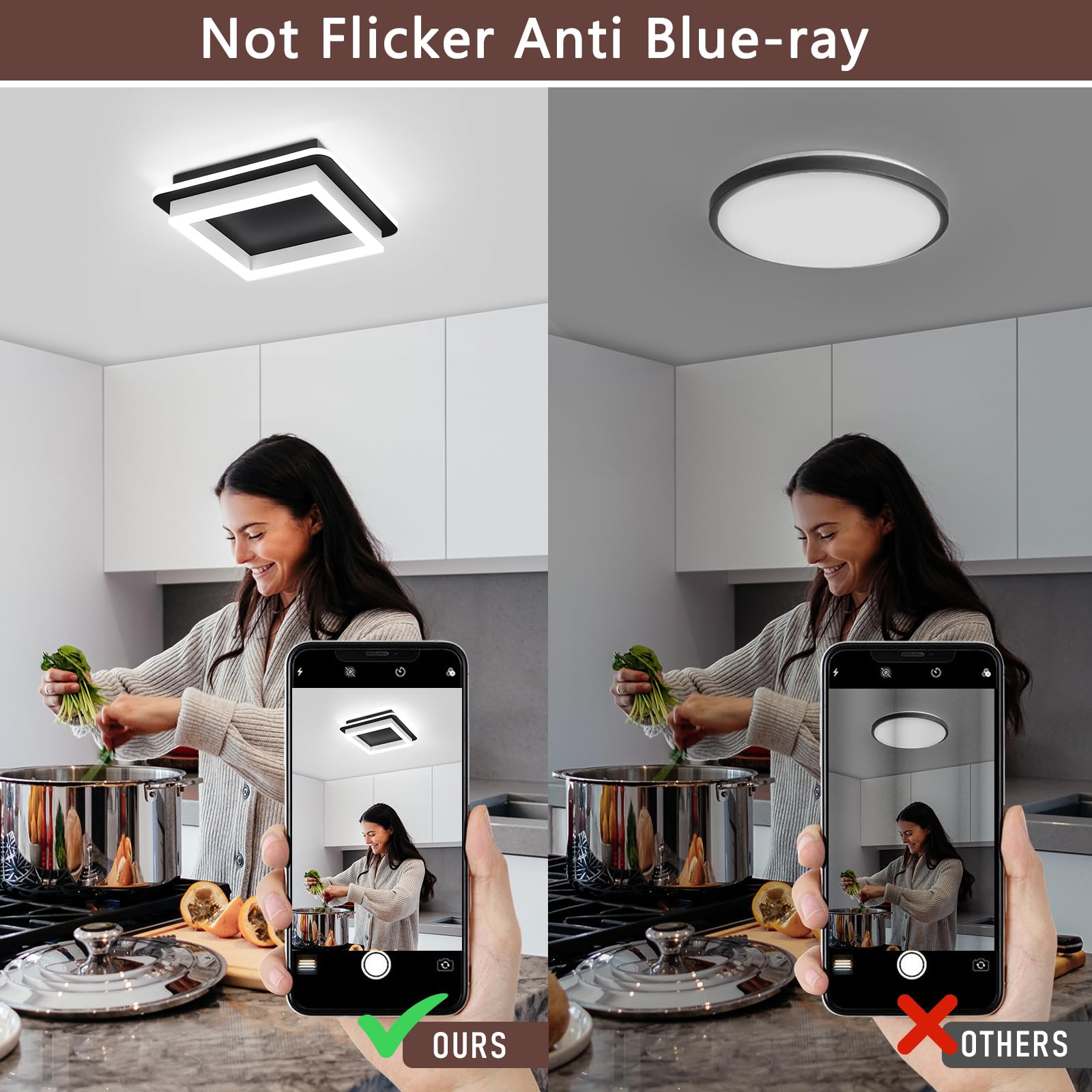 Caneoe 3 Packs Square Flush Mount Ceiling Light  6000K Black Modern Led Ceiling Light Fixture  Minimalist Hallway Lighting Fixture Ceiling Lamp For Hallway Entryway Bedroom Balcony (Black&White)