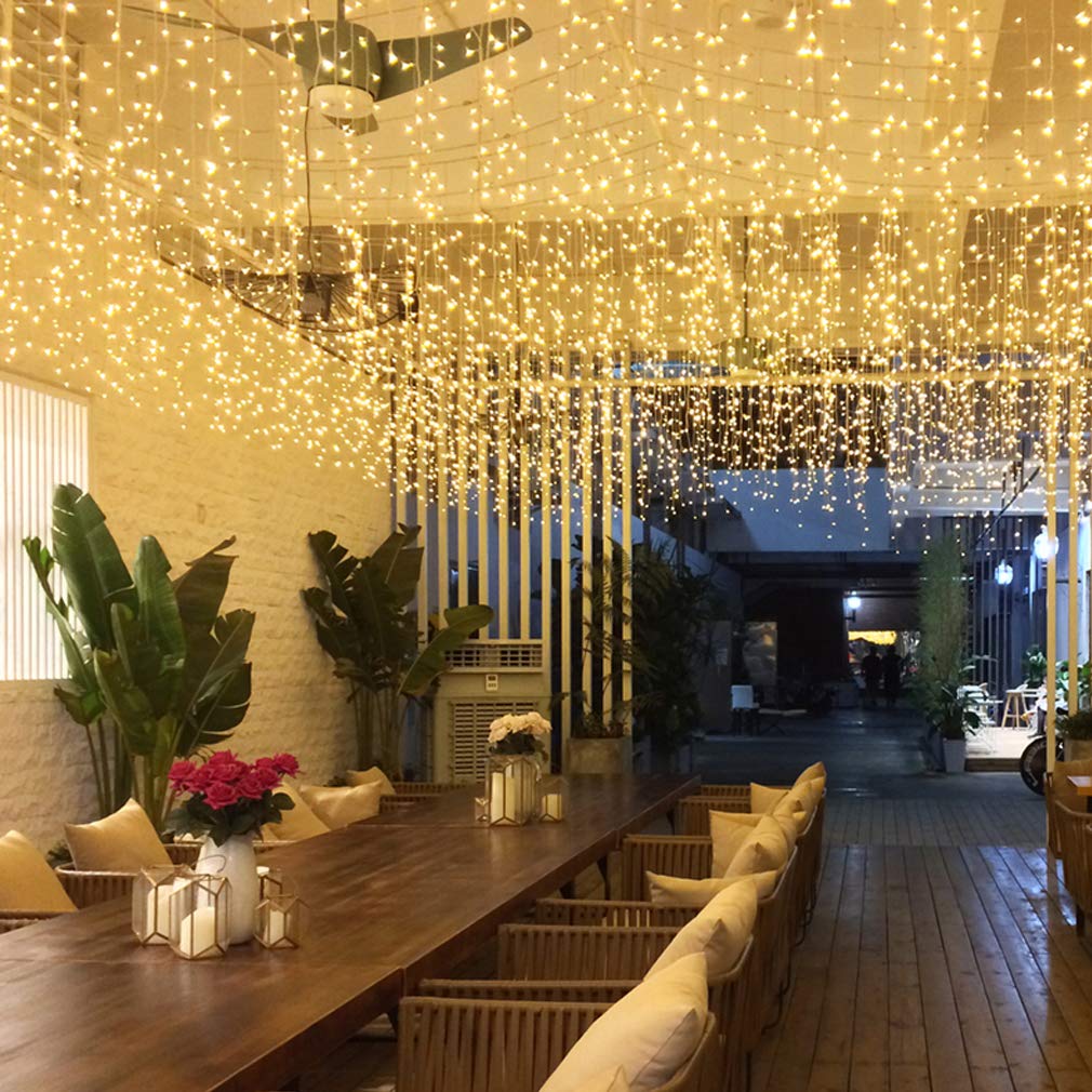GTSYDING LED Icicle Lights, 16.4FT 216 LEDs 8 Modes Window Curtain Extendable Fairy Christmas Ceiling Dangling Hanging Twinkle M