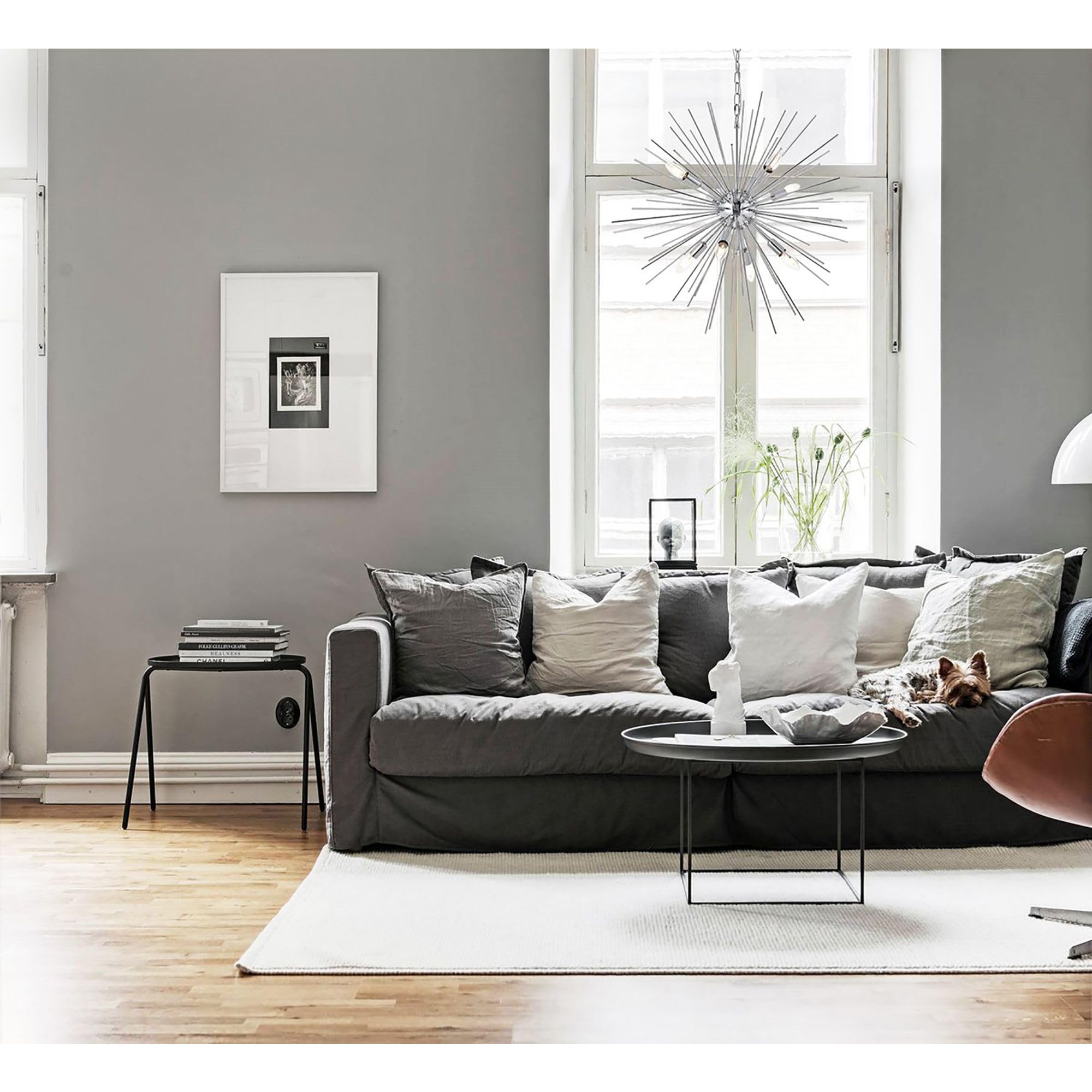 Living District Indoor Modern Home Decorative Bright Ceiling Timber 8 Light Chrome Pendant