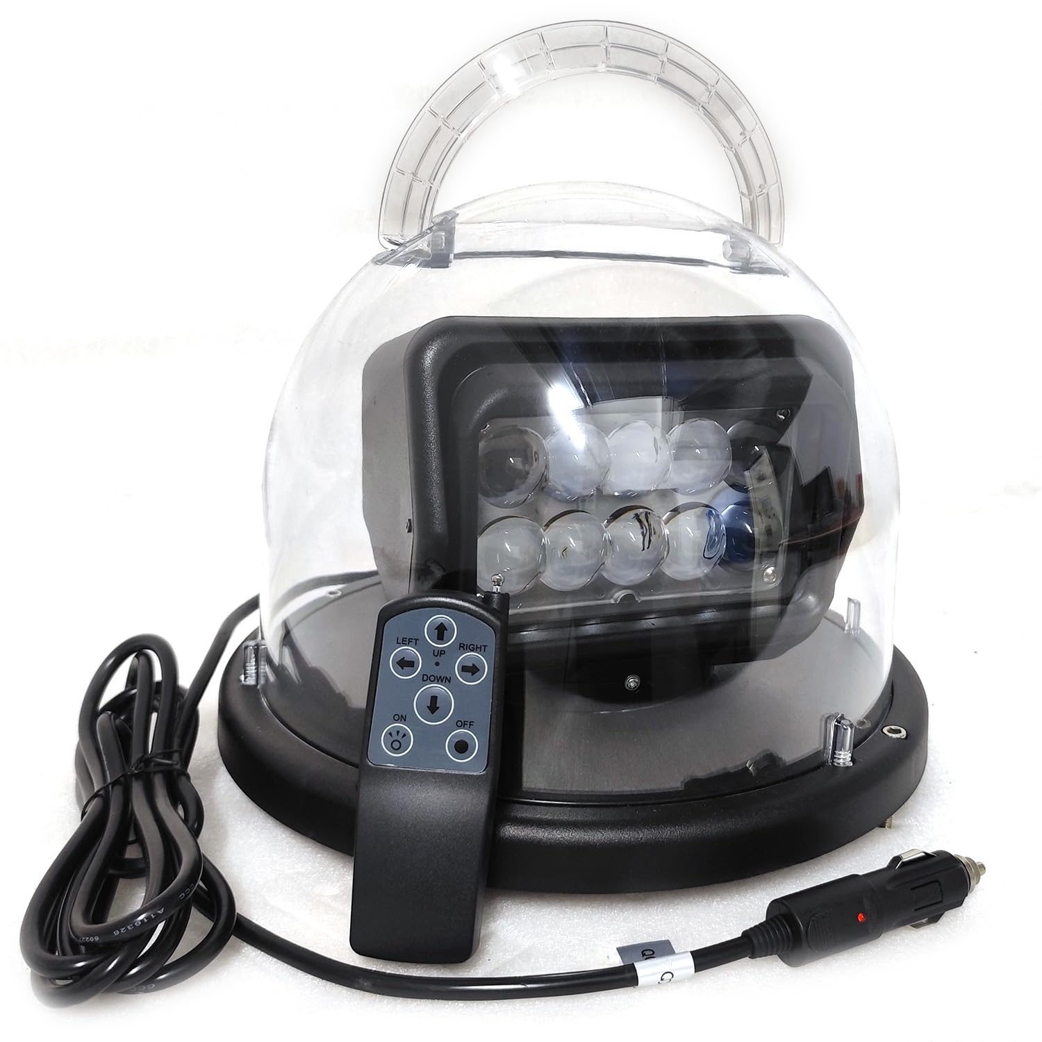 HANGXING 8 Inch 50W LED Search Light Remote Control 360° Rotating Waterproof Black Model HX115-50W