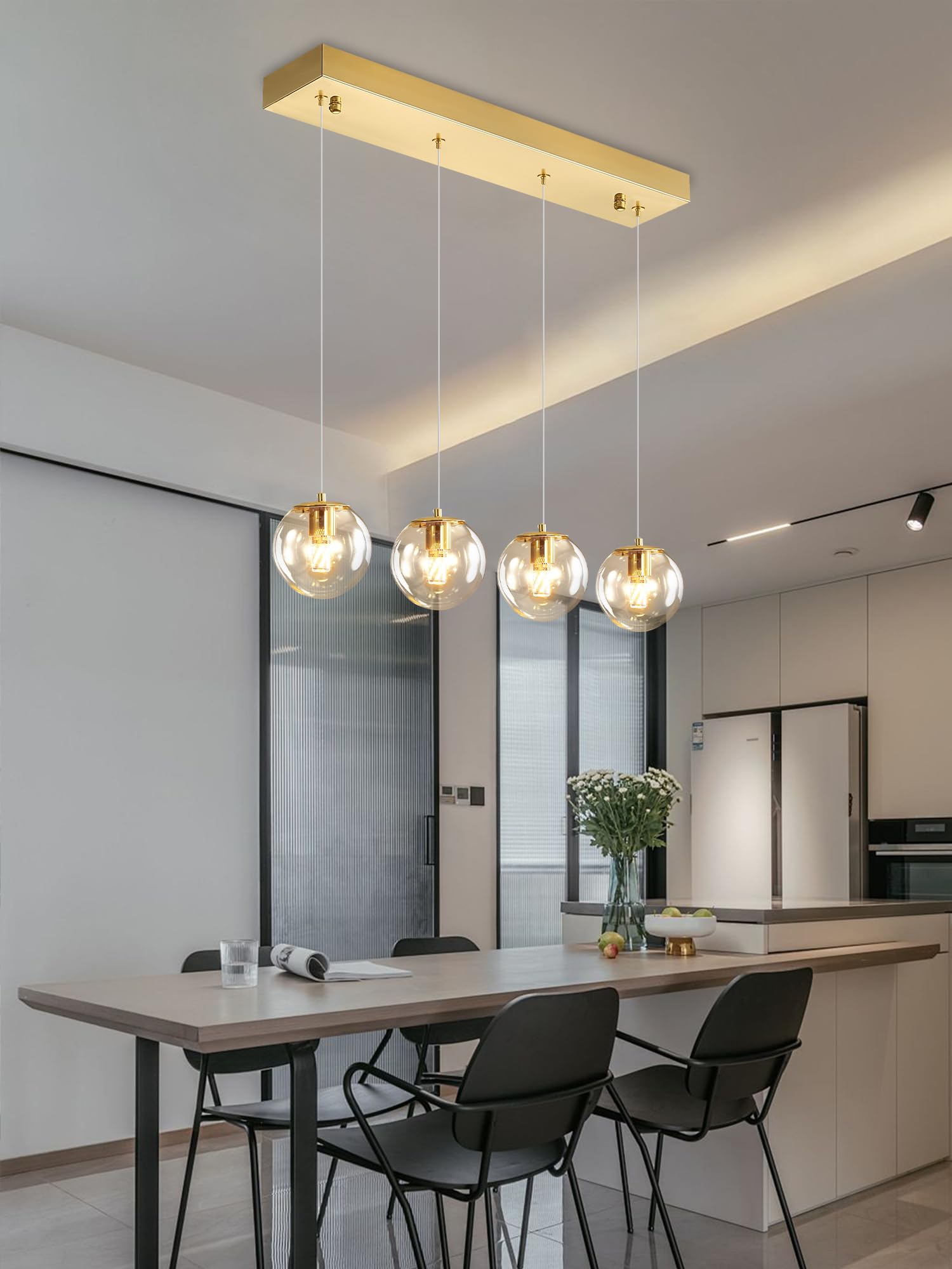 Ykolupty Chandeliers For Dining Room Gold Dining Room Lights Fixture Over Table Glass Globe Pendant Lights Kitchen Island Adjust