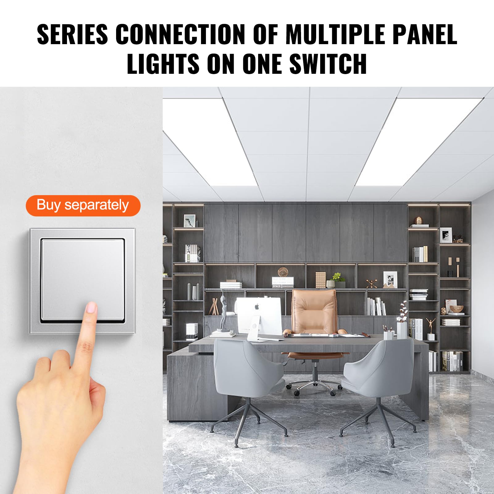 VEVOR 2 Pack 1x4 FT LED Flat Panel Light, 6600LM 55W, Surface Mount LED Drop Ceiling Light Fixture with Adjustable Color Tempera
