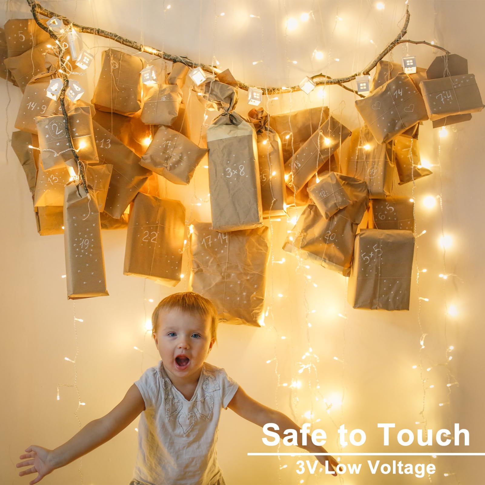 66Ft 200 Led String Lights Battery Operated, 12 Modes Christmas String Lights With Remote Timer Fairy Twinkle Lights For Indoor Outdoor Wedding Party Tree Decor(Multicolor)