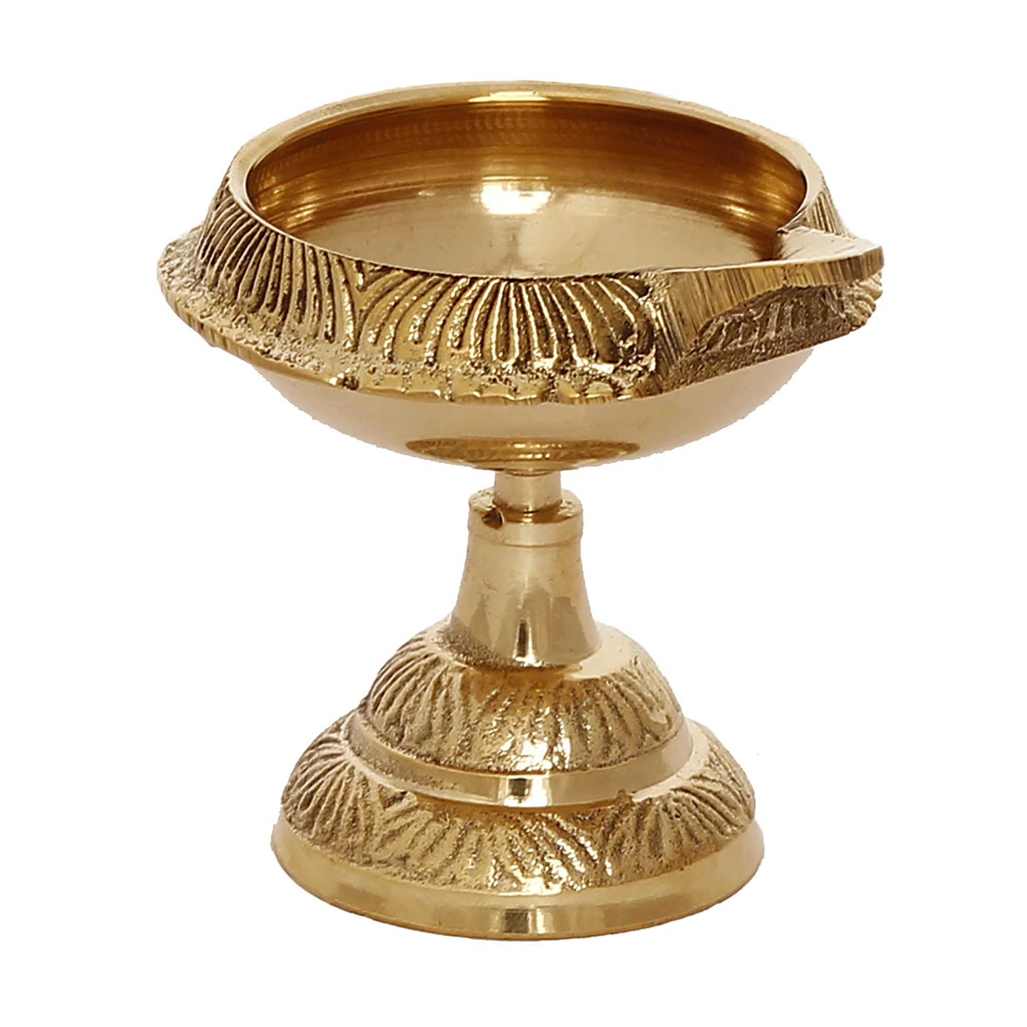 eCraftIndia Golden Handcrafted Decorative Brass Diya - Auspicious and Designer Diya for Puja Room, Home, Office, Temple Decor fo