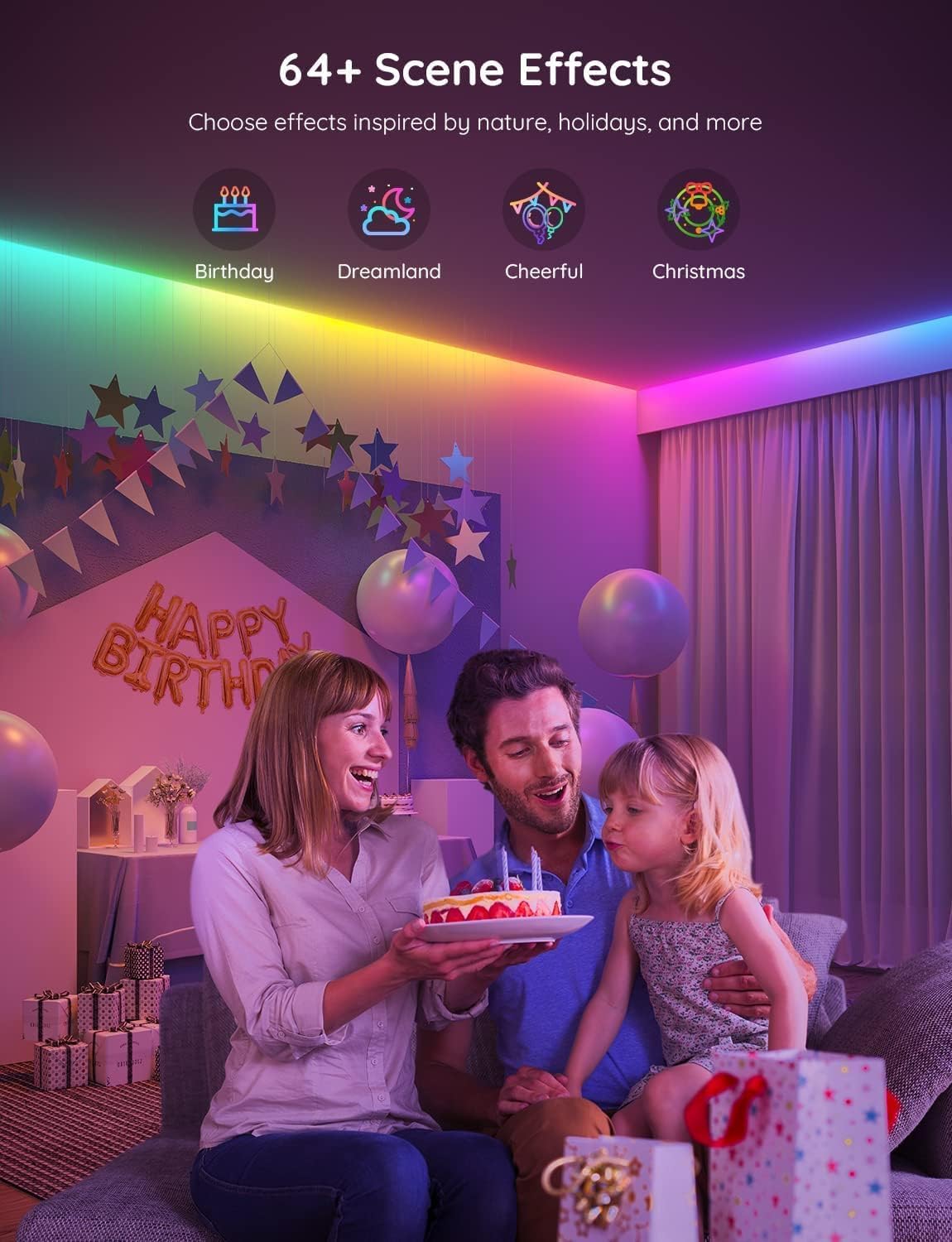 Govee 32.8ft RGBIC LED Strip Lights H617C, Smart App Control, Music Sync, Bluetooth, Color Changing for Bedroom & Gaming Room