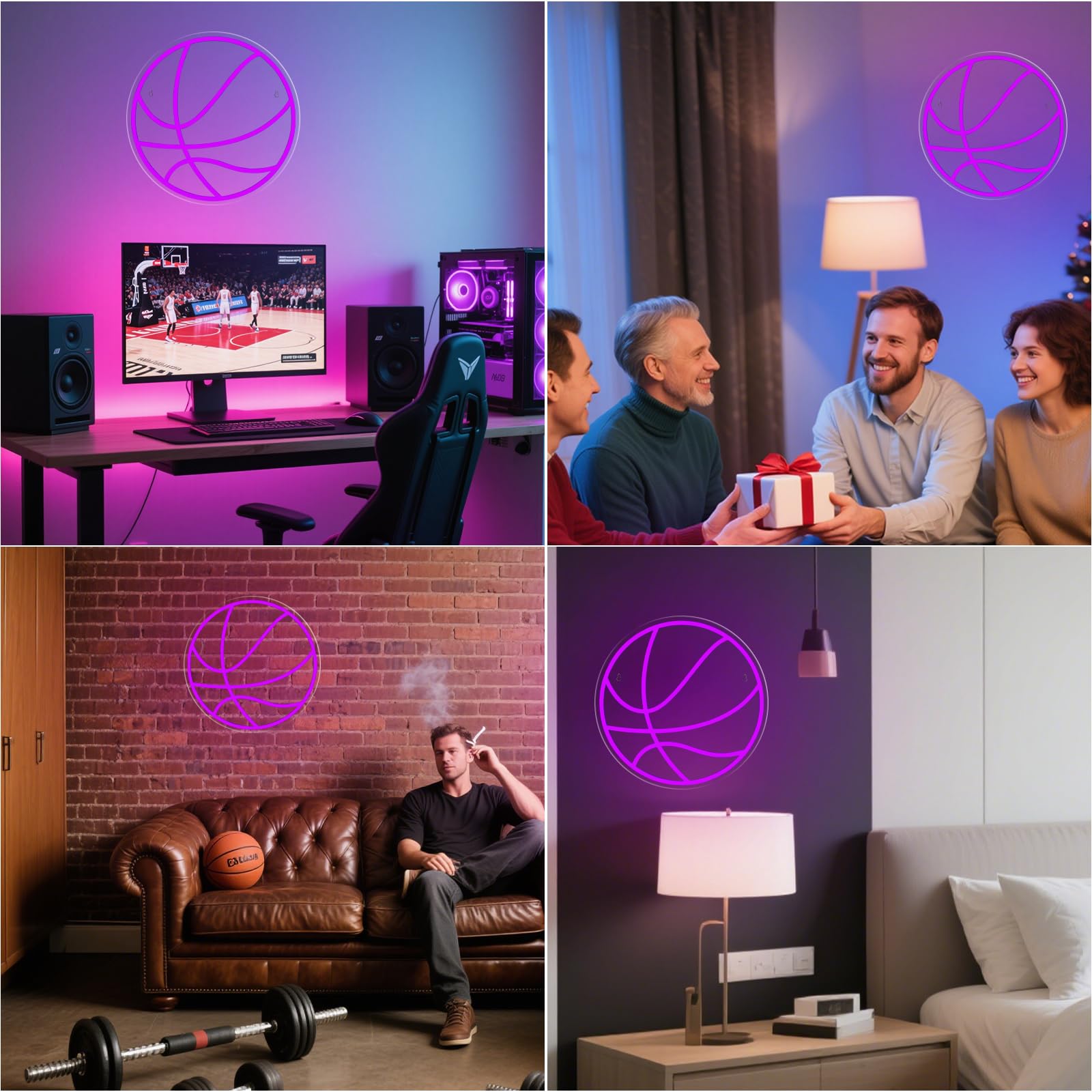 Basketball Neon Sign Sport Led Basketball Light For Wall Decor Dimmable Sign Birthday Kids Christmas Gift Fans Sport Room Bedroom Decor For Boys