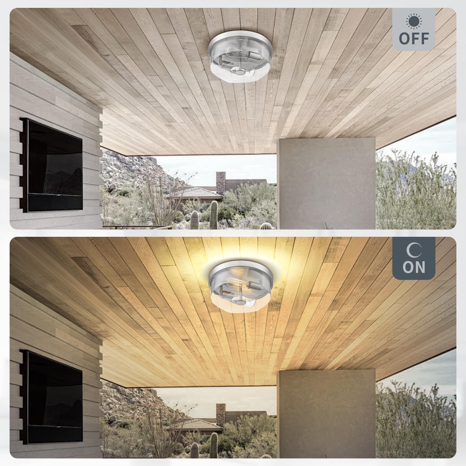 Luminzone Brushed Nickel Flush Mount Ceiling Light, 2-Light Hallway Light Fixtures, Modern Farmhouse Farmhouse Ceiling Light Cle