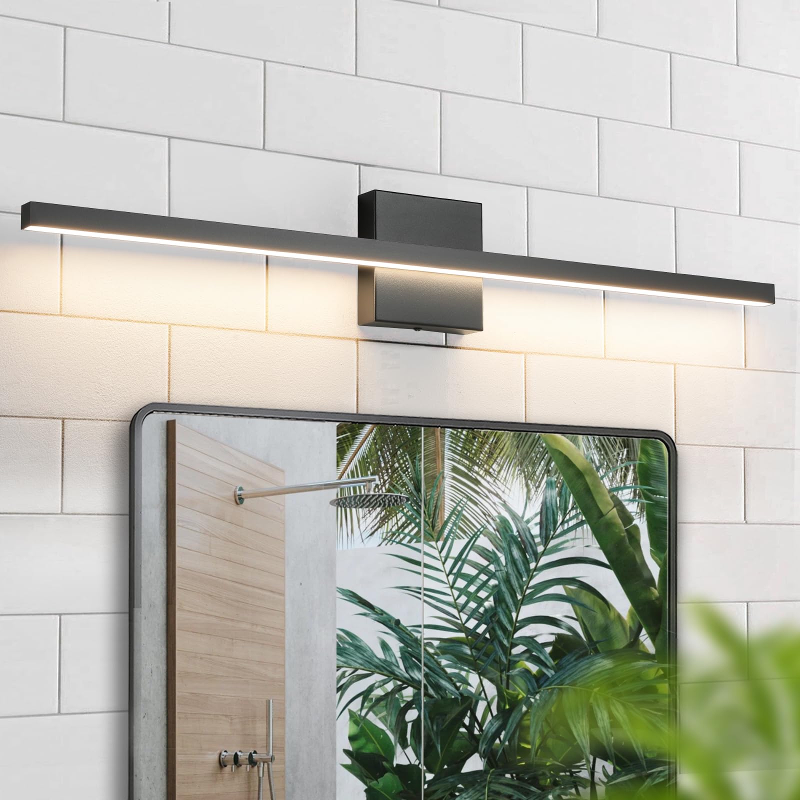 Epinl Black Bathroom Vanity Light - 31.5 Inch Modern Bathroom Light Fixture Over Mirror 22W Led Dimmable Wall Sconce Lighting Fixture For Bathroom Bedroom