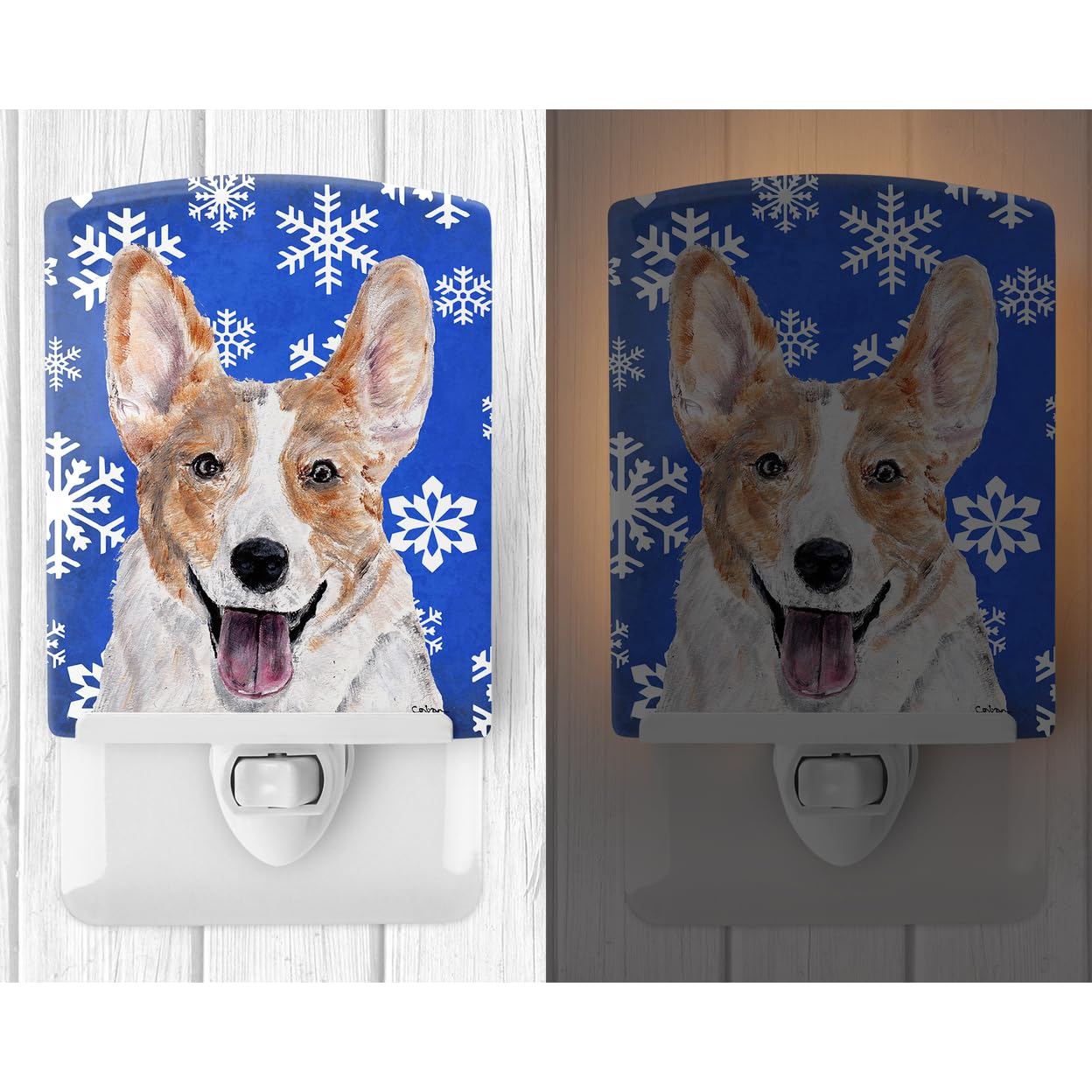 Carolines Treasures Night Light, Cardigan Corgi Design, Ceramic, UL-Certified, 6x4x3in, Multicolor, Model SC9768CNL