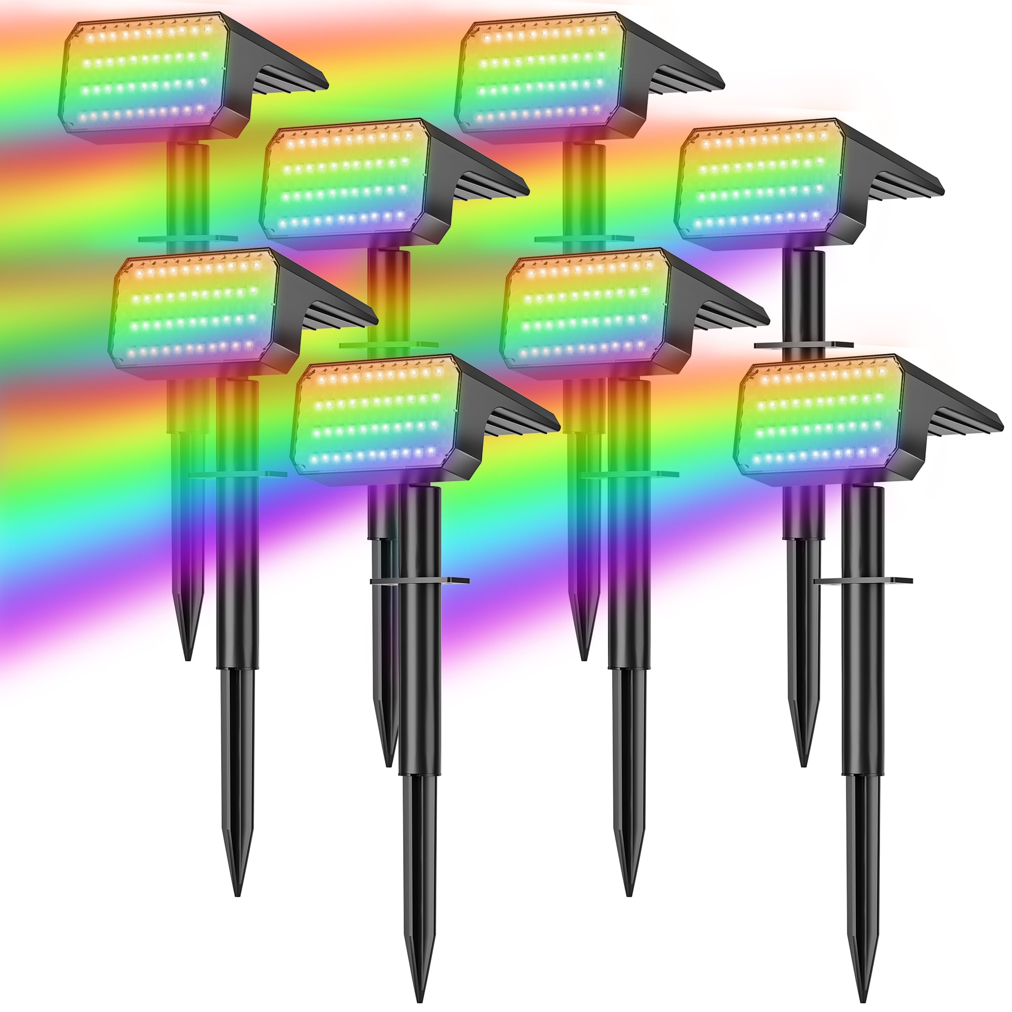 LANSOW Solar Spot Lights Outdoor Color Changing, 8Pack/7 Modes Waterproof Solar Christmas Landscape Spotlights, LED Solar Powere