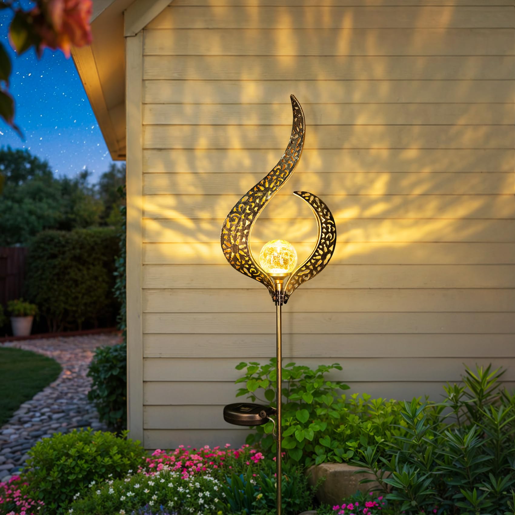 Homeimpro Outdoor Solar Garden Lights Waterproof  Gifts For Mom Dad  Yard Art  Pathway  Lawn Ornaments  Outdoor Decor Birthday Gifts For Wife Women (Bronze 2Pack)