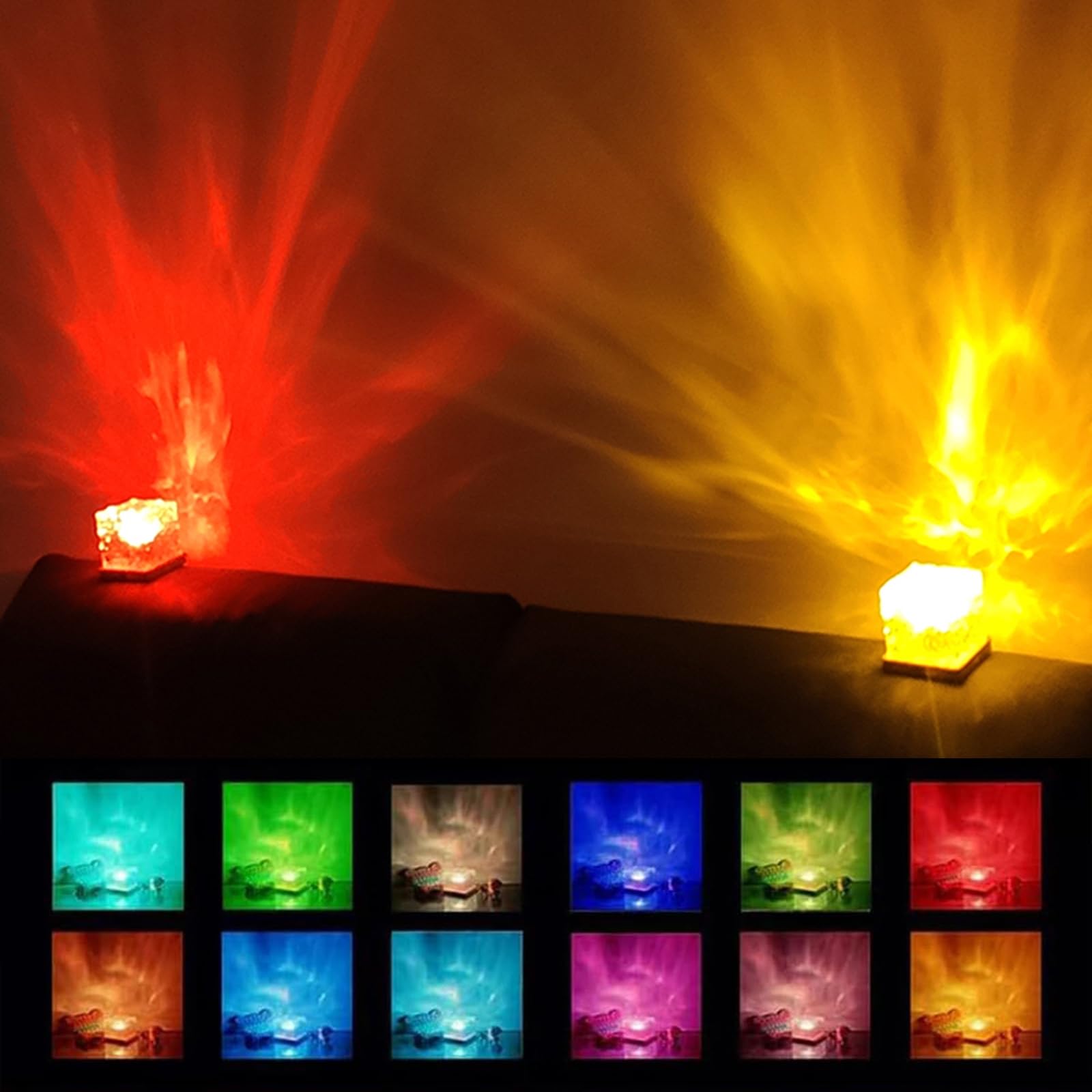 Ocean Wave Projector Light, 16 Colors Rechargeable Luminorthe Cube Lamp With Touch And Remote Control, Bringing Romance And Tran