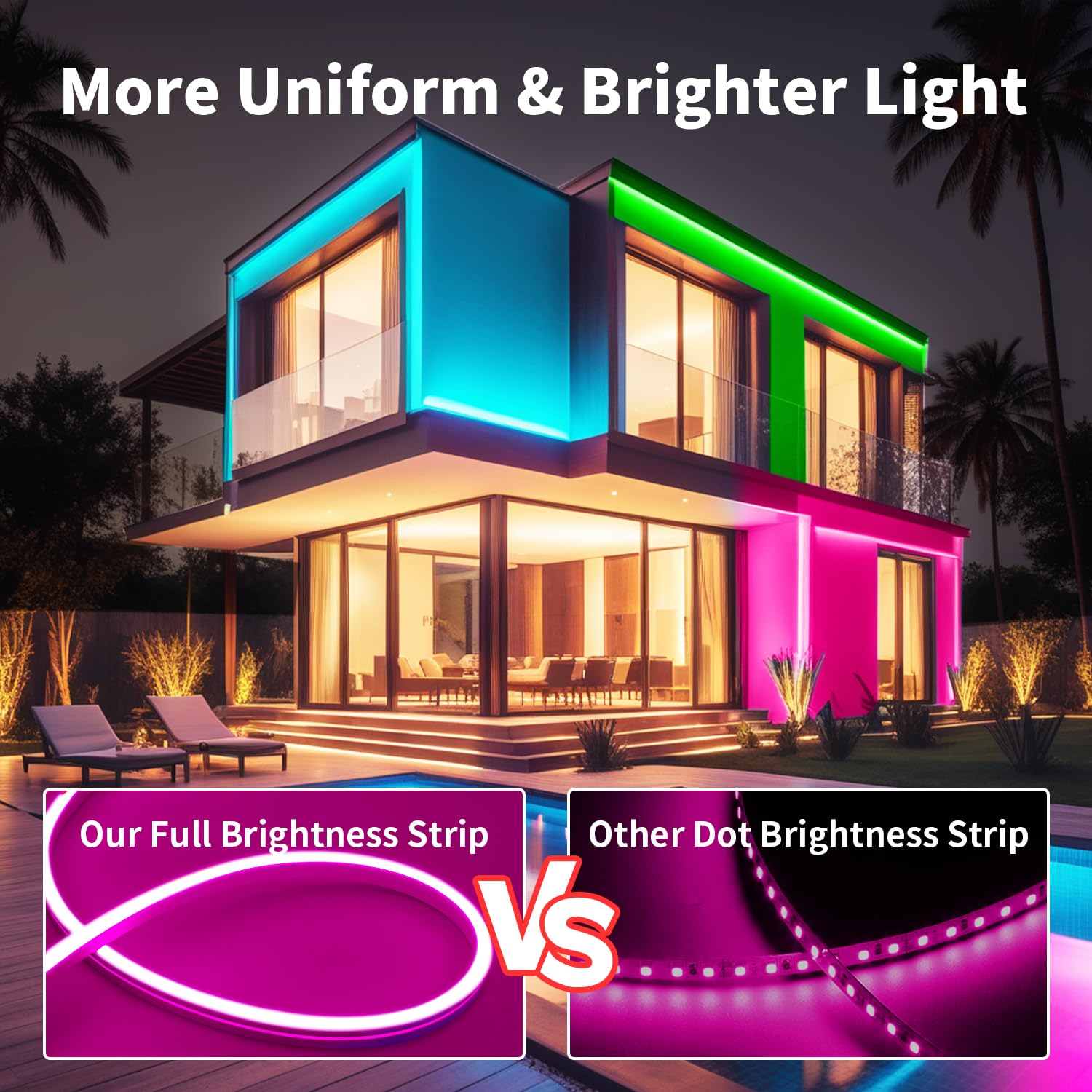 iNextStation RGB Neon LED Strip Lights, 32.8FT, 24V Waterproof, Music Sync, App & Remote Control