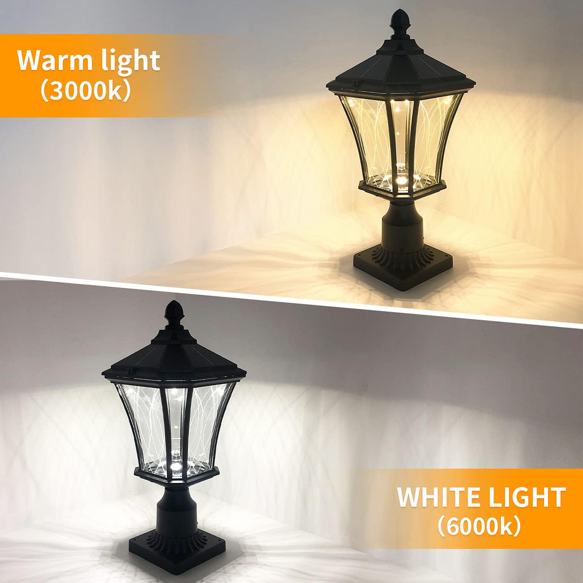 Scnycul Solar Post Lights Dusk To Dawn Outdoor Solar Lamps With Pier Mount Base, Waterproof Exterior Pole Lights Head With Patte