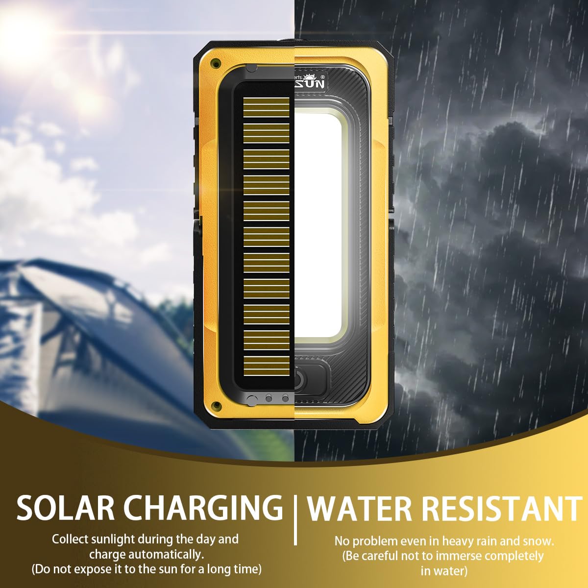 WARSUN 2PC Led Rechargeable Work Light,Portable Magnetic Work Light, Waterproof LED Solar Flood Lights for Outdoor Camping Hikin