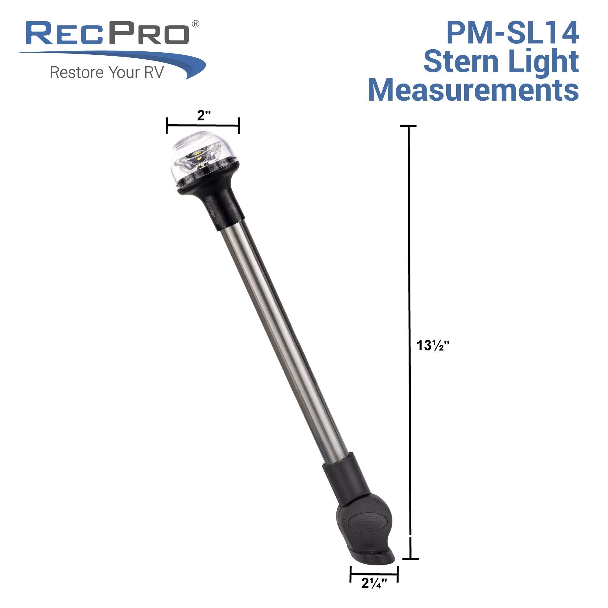 Recpro Folding Boat Stern Led Light | All Around Led Light | Pontoon Bimini Led Light