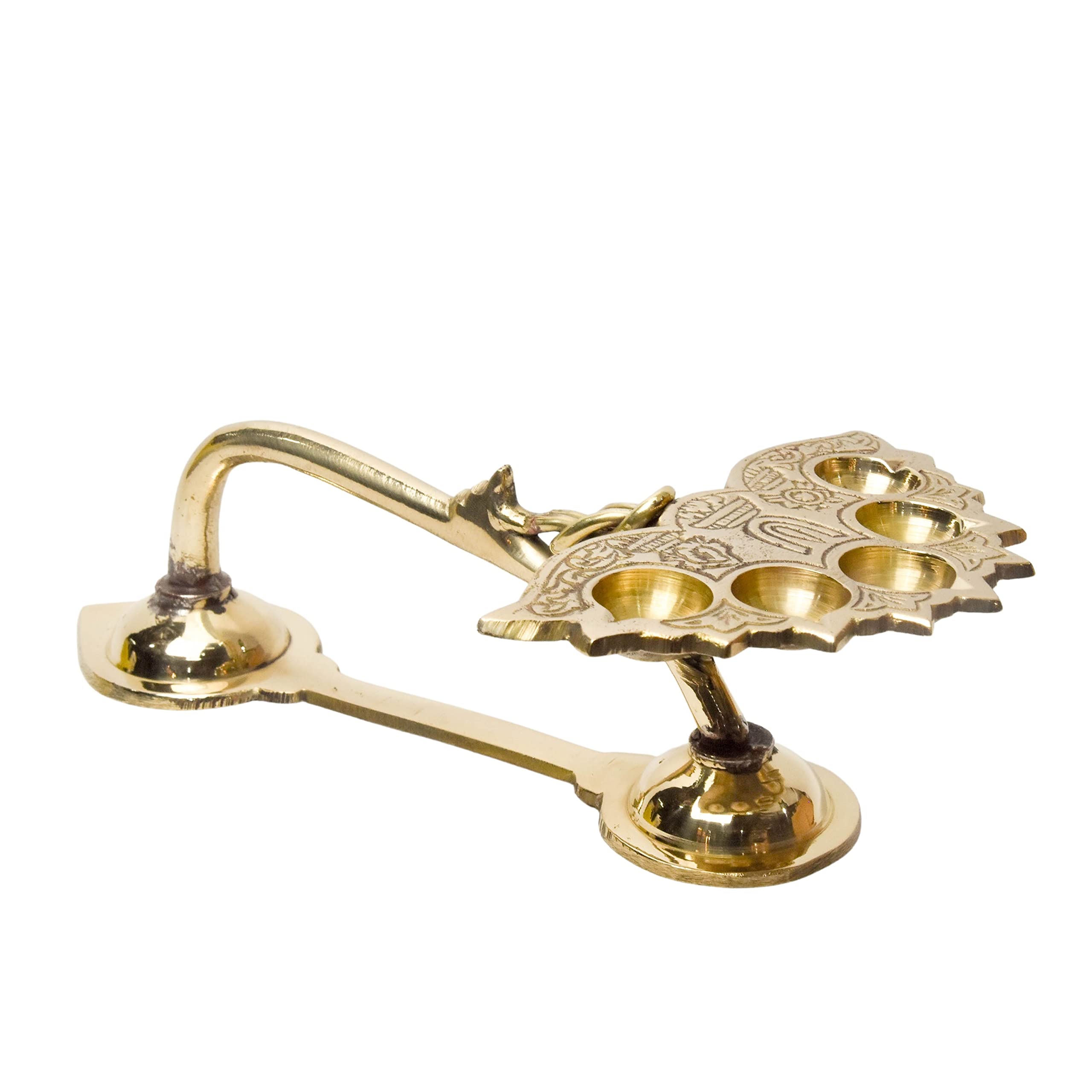 Bhimonee Decor Pure Brass Ganga Aarti, Deep, Deepak, Diya for Pooja Purposes, 2.4 Inches, 410gm