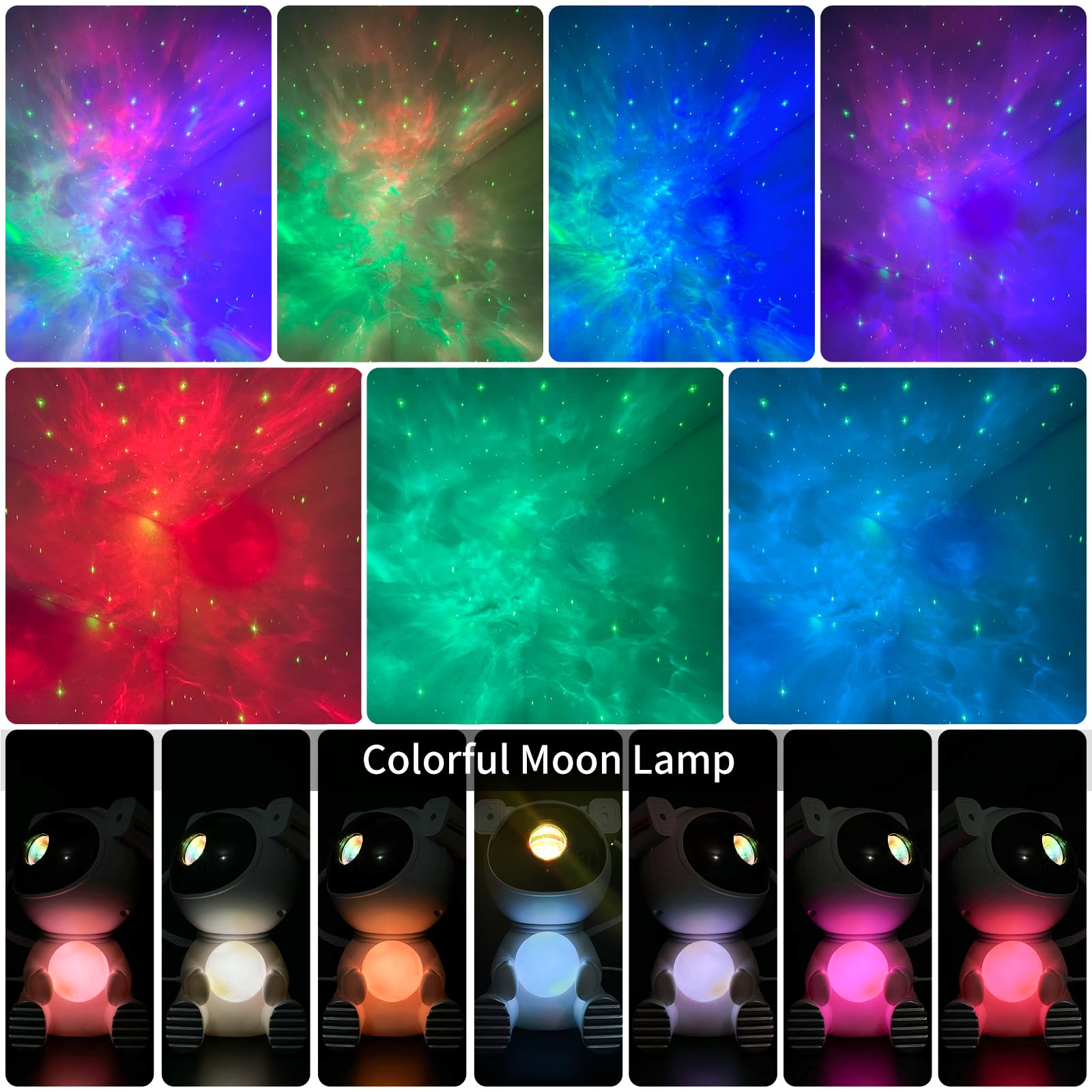 Cayclay Astronaut Galaxy Projector, Star Projector With Timer And Remote, Night Light With Moon Lamp, Led Nebula Lamp For Kids Adults, Room Decor Gift (Black)