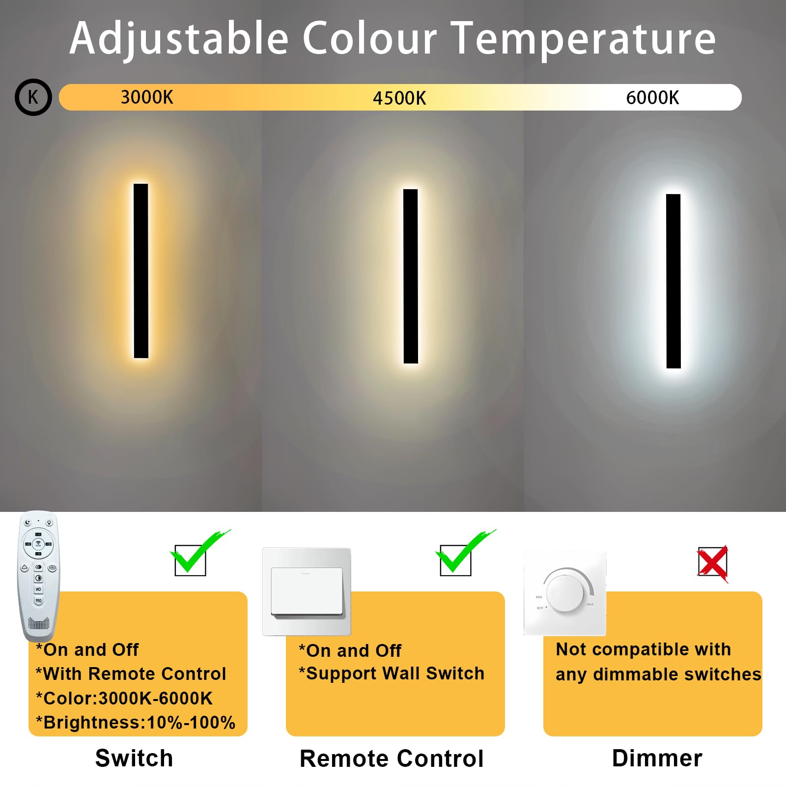 Levxhotty 39&quot; Dimmable Outdoor Wall Lights 2Pcs, Waterproof Ip65 Metal Sconces For Garage & Door