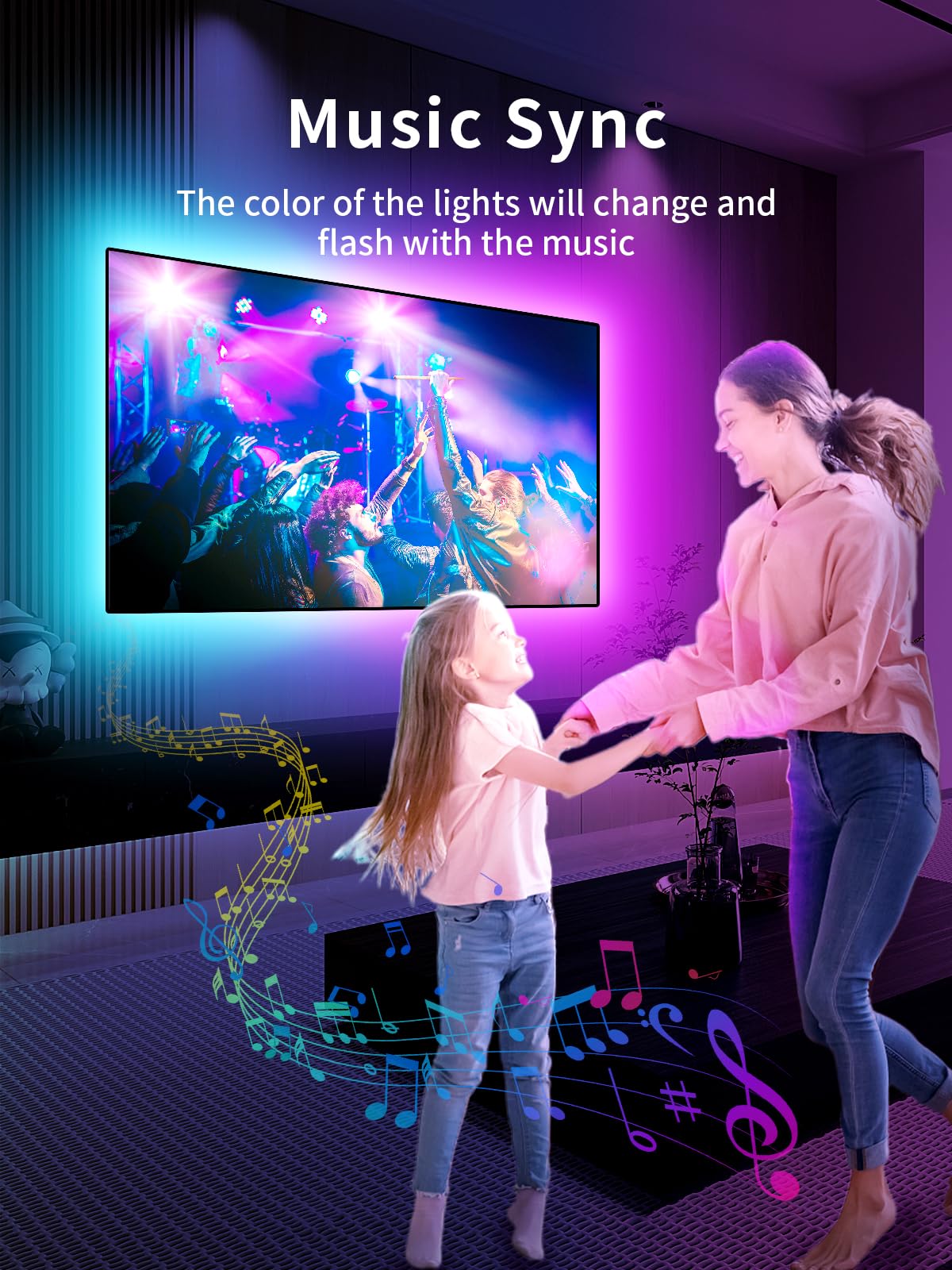 Kantutoe Led Lights For Tv, 19.68Ft Led Backlights For 65-80In Tv, Rgb Tv Backlight With Music Sync Bluetooth App And Remote Con