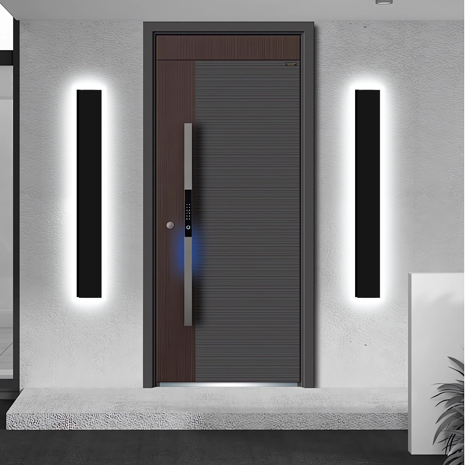 Pedforn 2Psc 39In Outdoor Wall Sconces  Ip65 Waterproof Outdoor Long Wall Lights  Exterior Lighting Fixtures For Garage Patio Porch  Black Linear Dimmable Led Wall Light For House(4.33In Width)