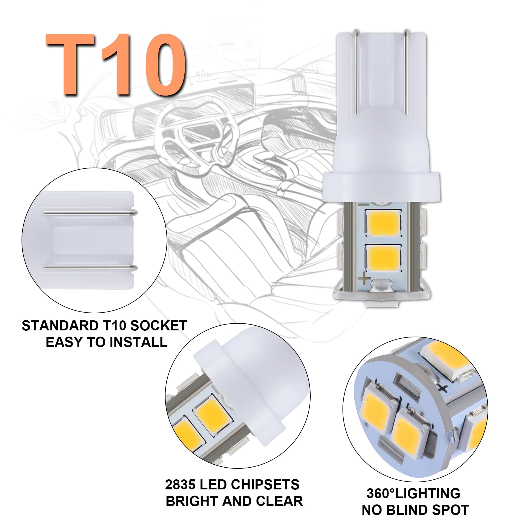 iFunyLED Dome Light LED Bulb Kit - 24 Pieces, Warm White, Replacement for Car Interior, Map, License Plate, 194 T10 DE3175 578