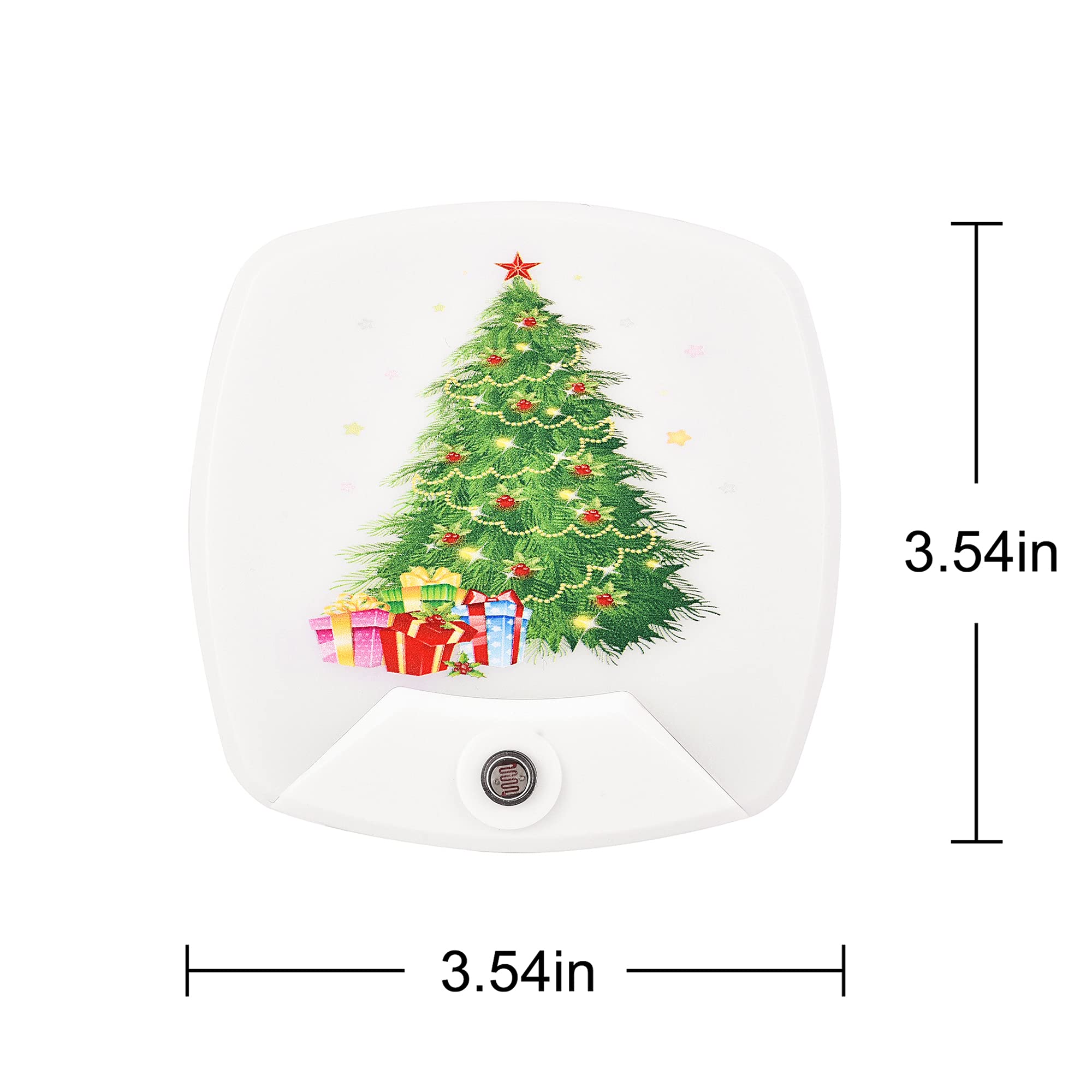 2 Pack - Cartoon Christmas Tree LED Plug-in Night Light for Kids - Wall Lamp Take Good Care Children Sleep Light Sensor Auto Con