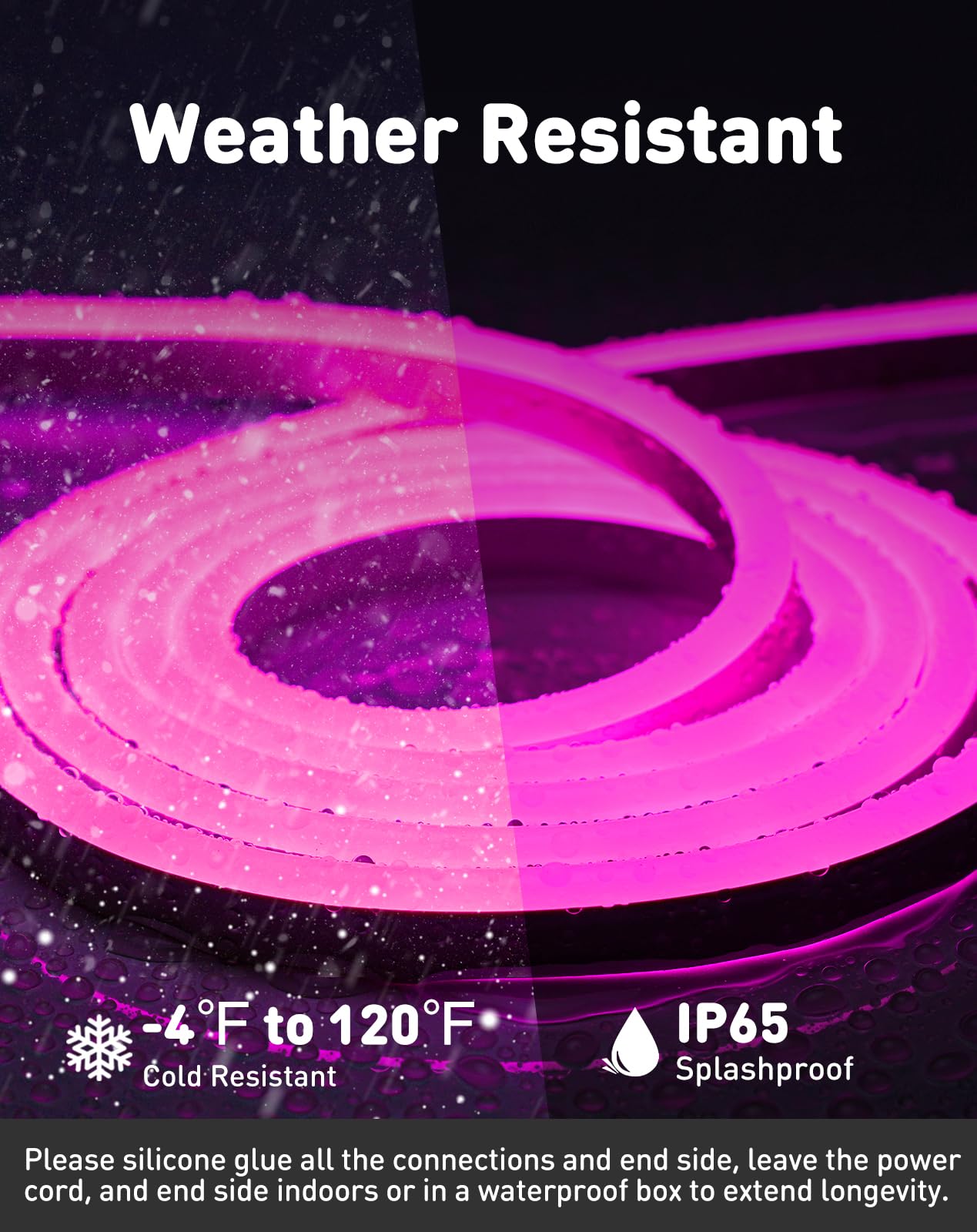 Shine Decor LED Neon Rope Lights, 50FT Pink Flexible AC 110V, Outdoor Waterproof, 120LEDs/M, PVC Material
