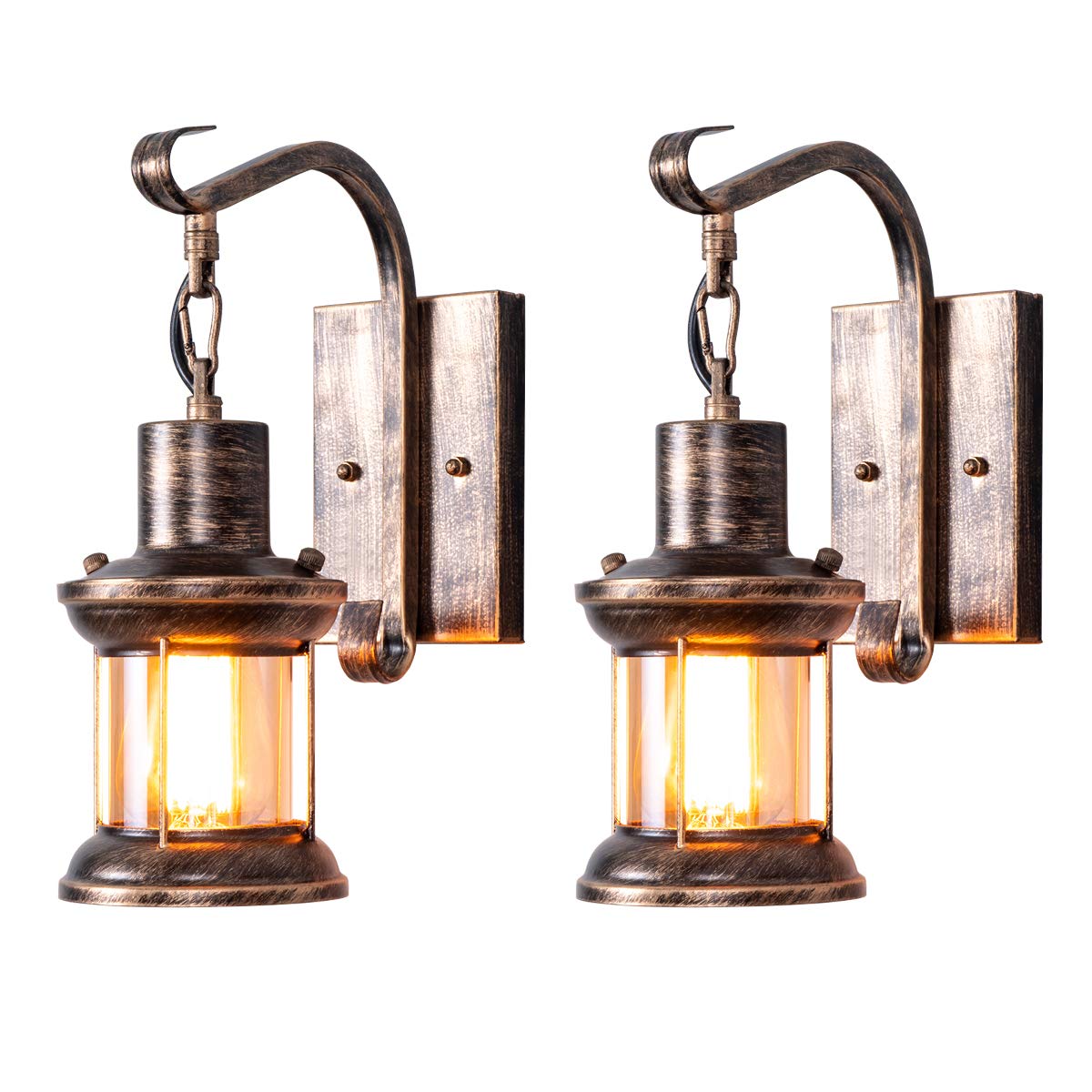 Yisuro Rustic Wall Light Fixtures, Vintage Oil Rubbed Bronze, 2 Pack Industrial Lamp