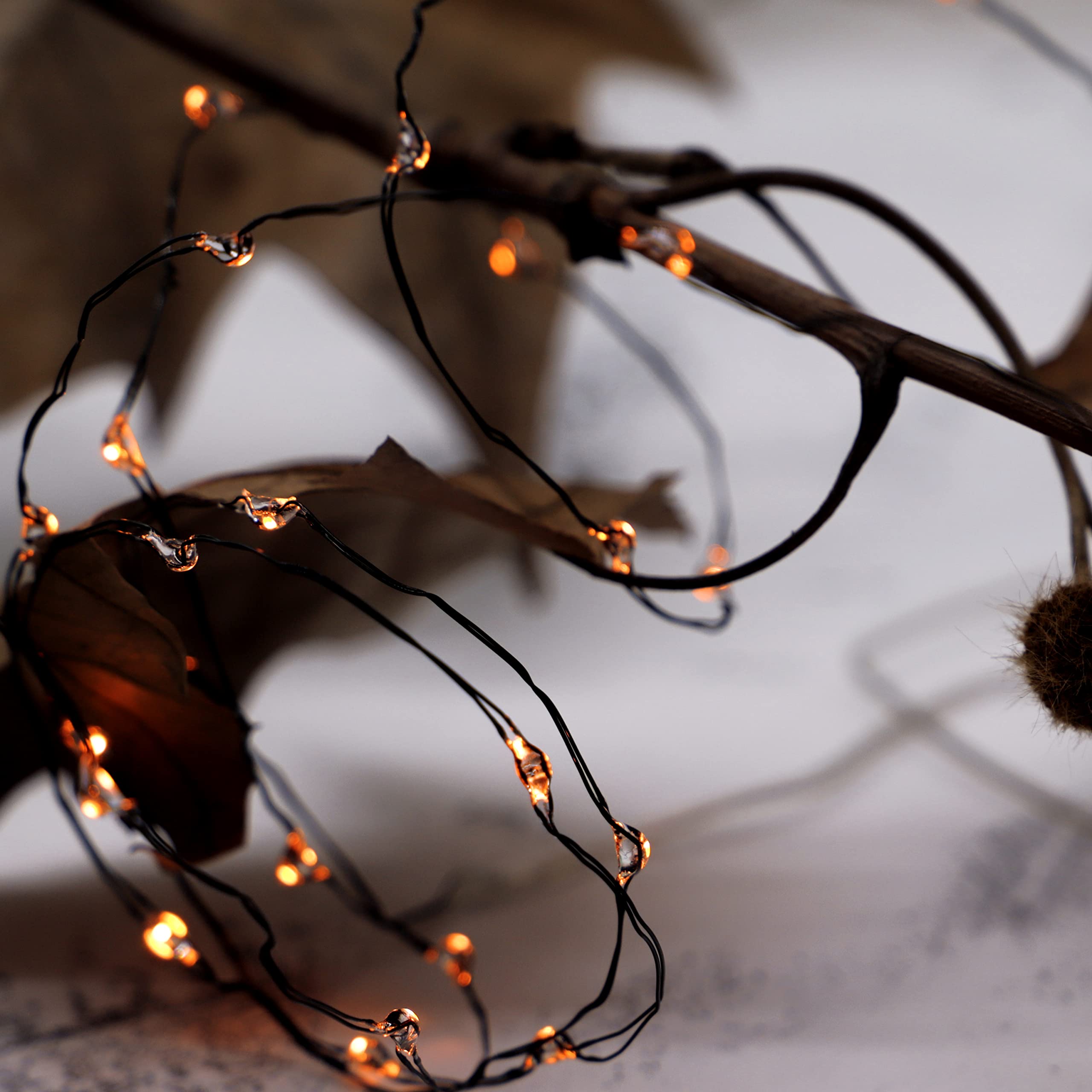 Xiwu Halloween Fairy Lights 10Ft 60 Leds Fall String Lights Battery Operated With Timer Remote For Halloween Fall Pumpkin Garland Mantle Thanksgiving Indoor Autumn Decorations(Orange)