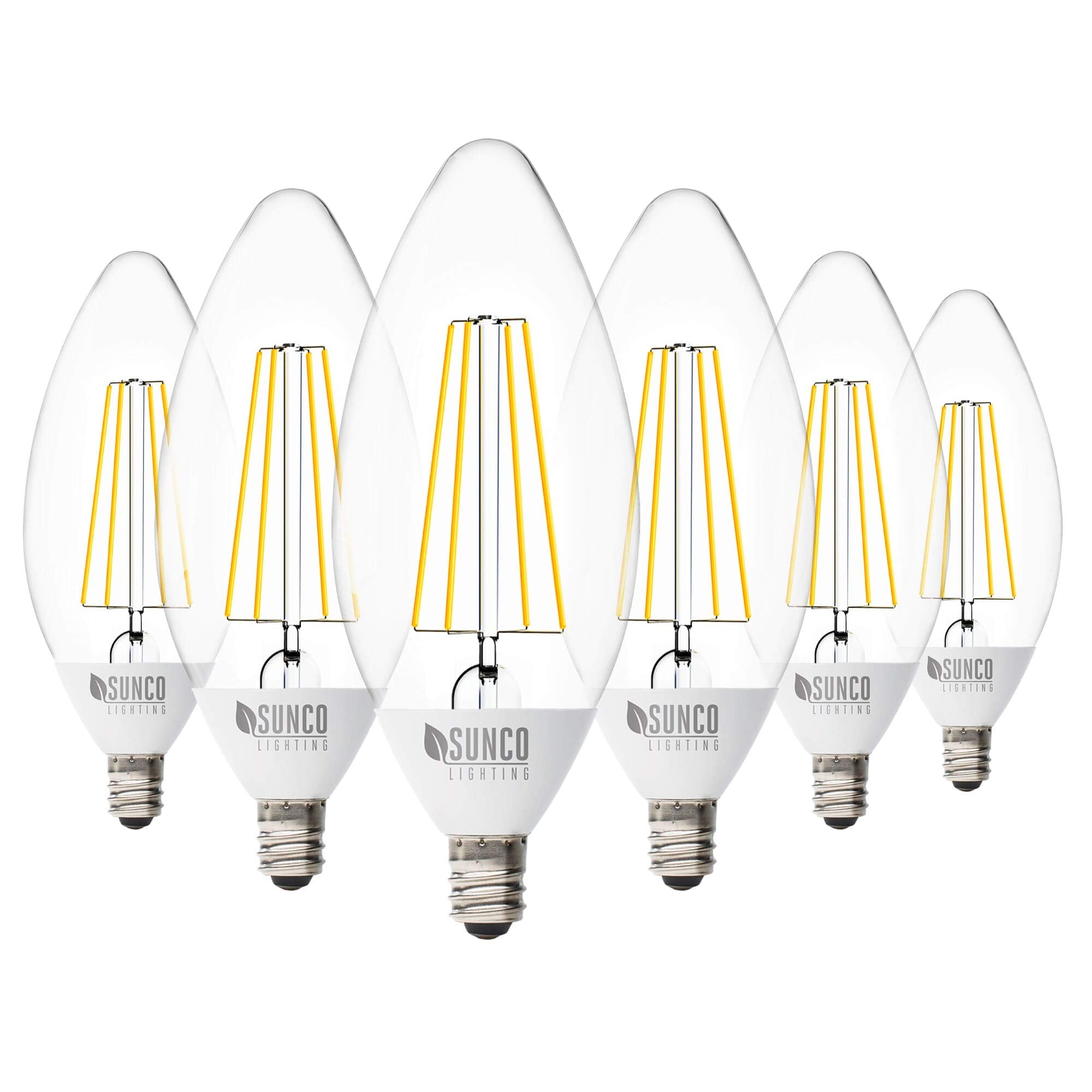 Sunco Lighting Dusk to Dawn Light Bulbs Outdoor Candelabra LED B11, 5W Equivalent 40W, 3000K Warm White, 500 LM, Edison Vintage Filament E12 Base, Photocell Sensor, for Sconces Chandeliers, UL 6 Pack
