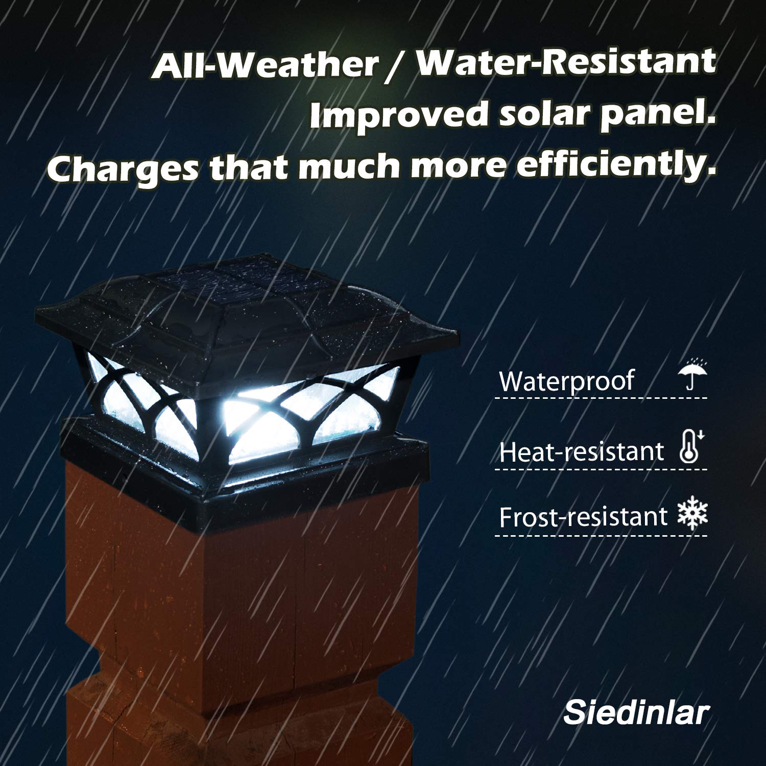 SIEDiNLAR Solar Post Cap Lights, 8 LEDs, Glass, 10 Pack, Black, Cool White & Warm White, for 4x4 5x5 6x6