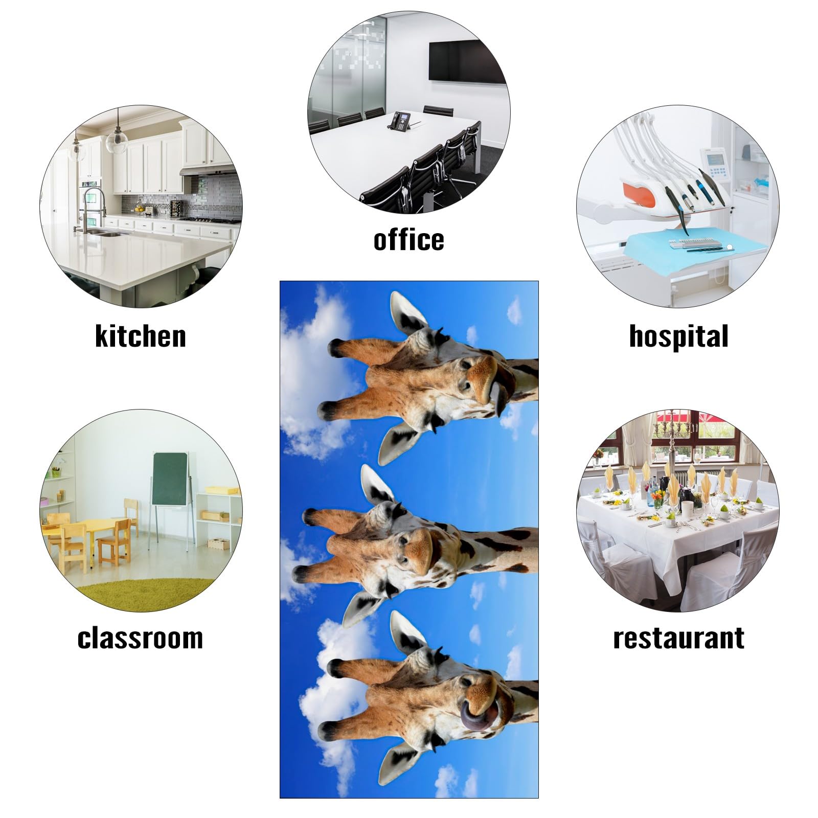 FALE QTUOM Fluorescent Light Covers - Funny Giraffe Design, 4x2 Feet, Polymer, 2 Pcs for Classroom, Office, Home