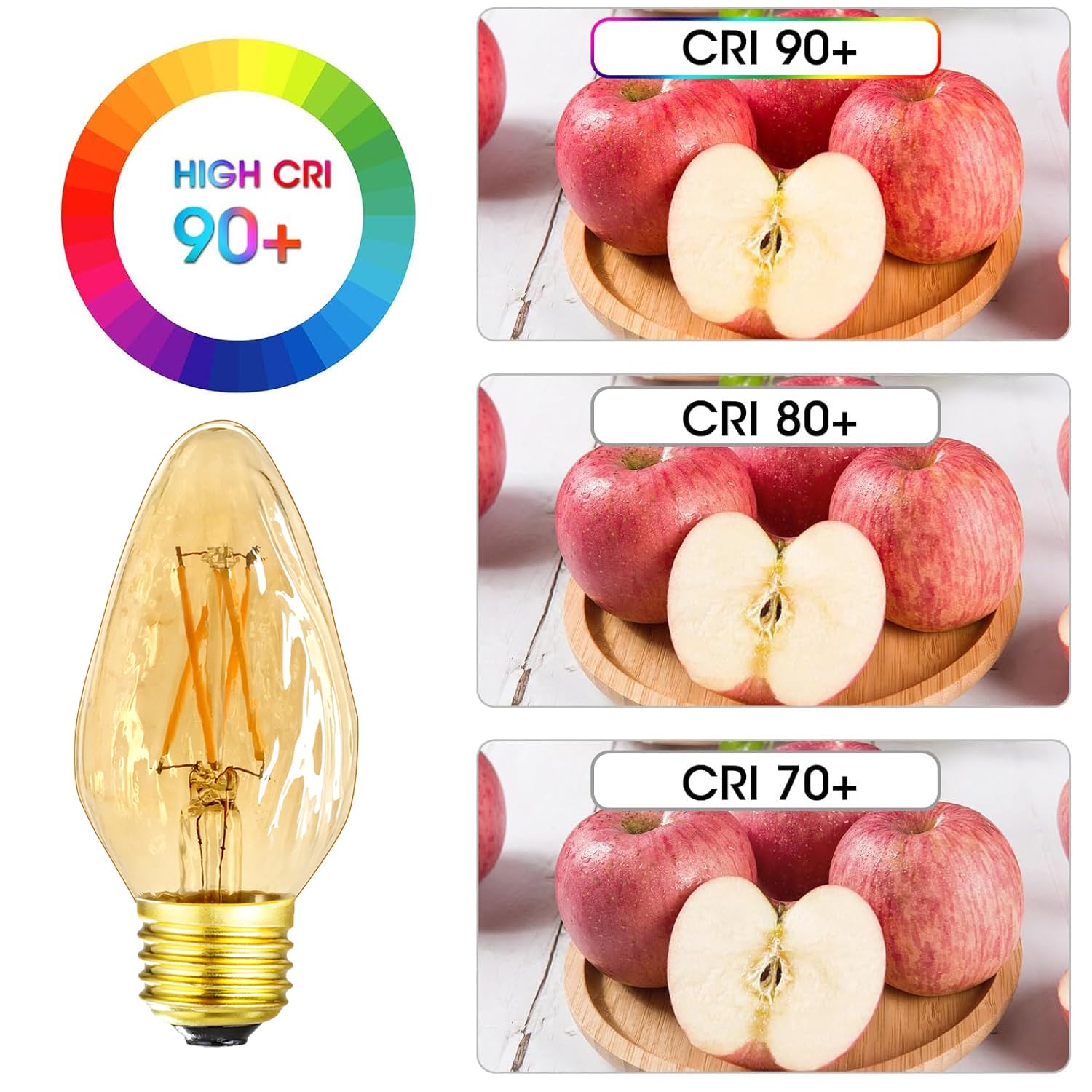Leools E26 Vintage Edison Bulbs 6W Dimmable Led Bulbs 2700K Amber Warm White 600Lm 6 Pack 120V Ac E26 Medium Base Light Bulbs Fo