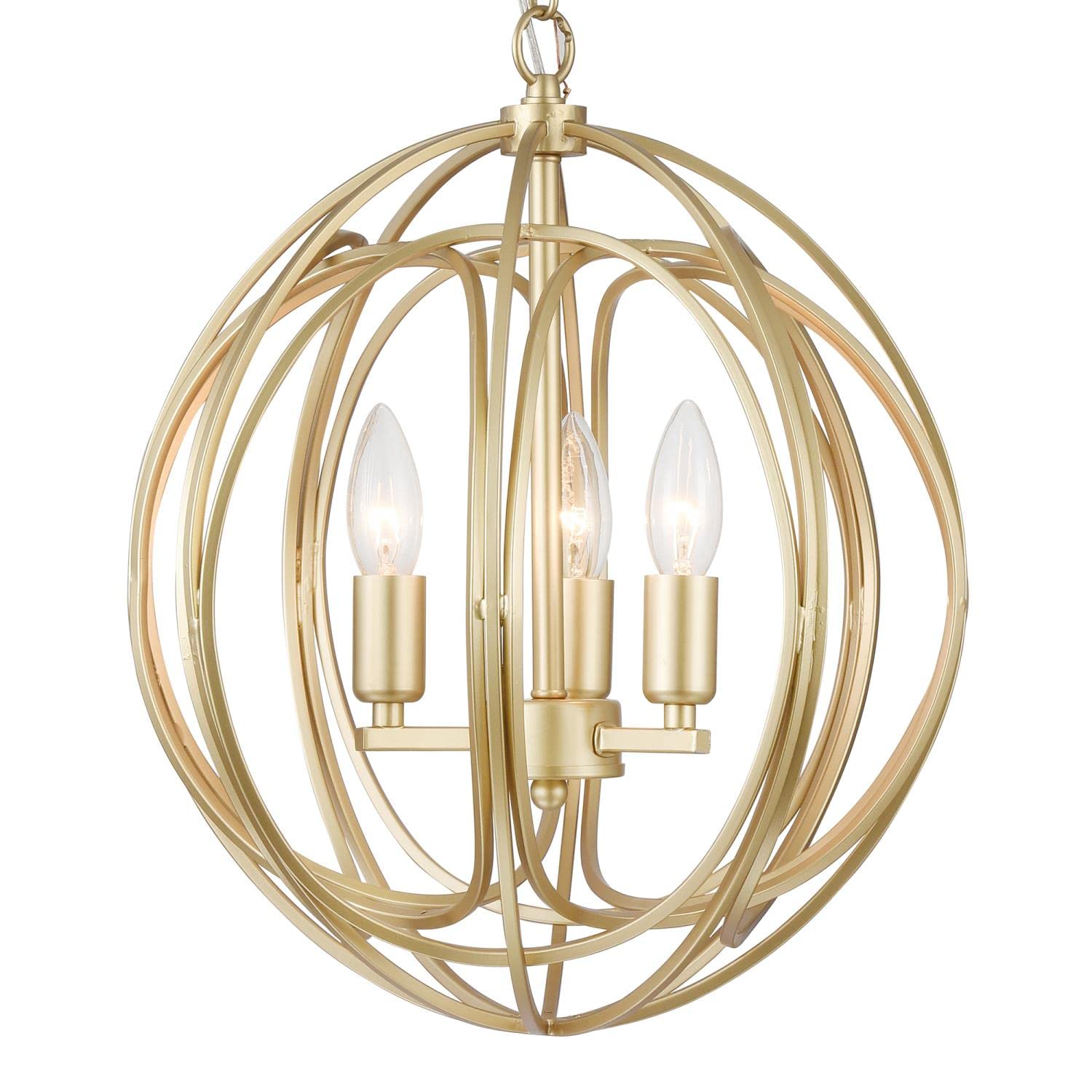 Warehouse of Tiffany Nelpin Soft Brushed Gold 3-Light Globe Cage Pendant
