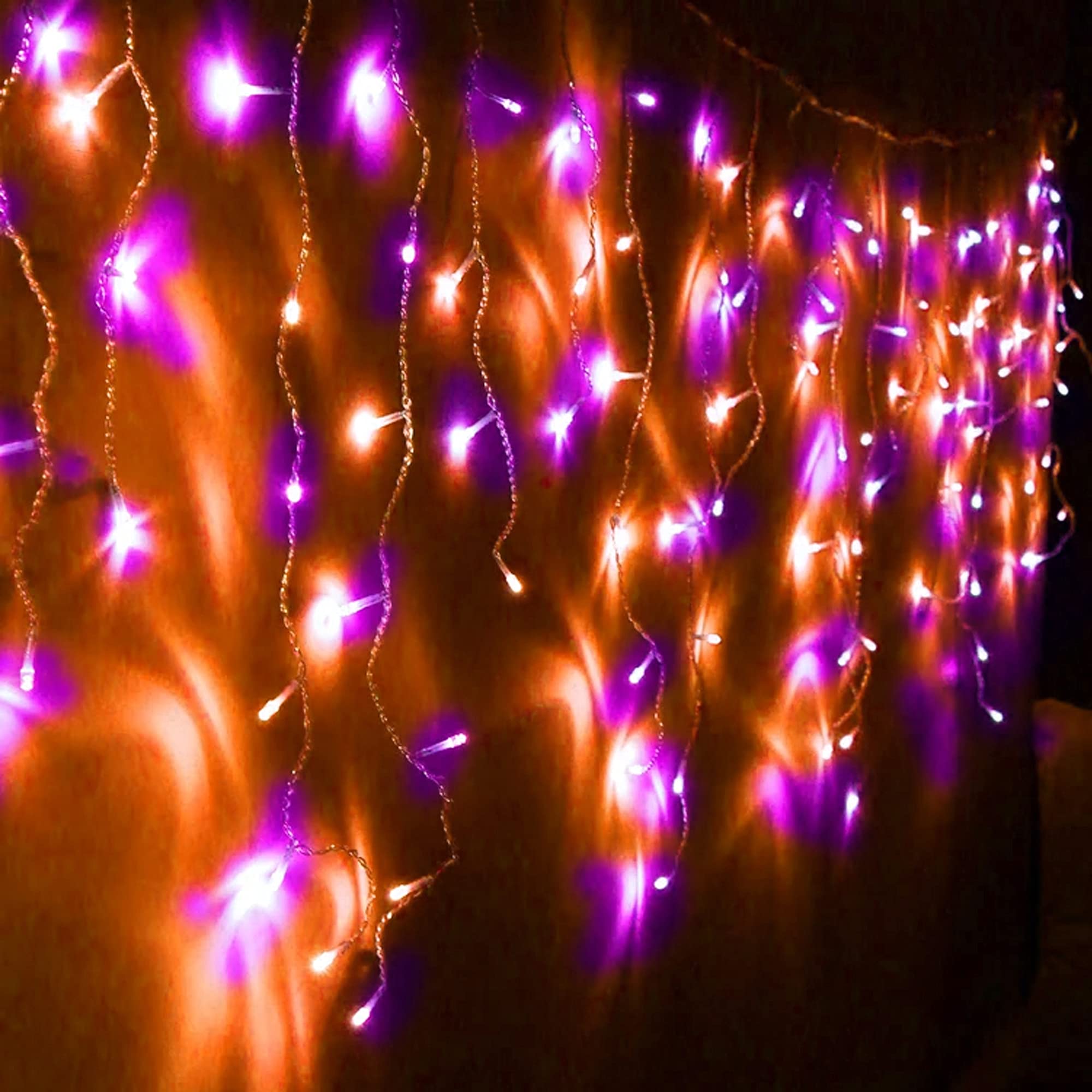 Dazzle Bright 360 LED Halloween Icicle Lights Outdoor, Light Up Halloween Decorations 8 Modes Fairy Lights for Outside Patio Gar