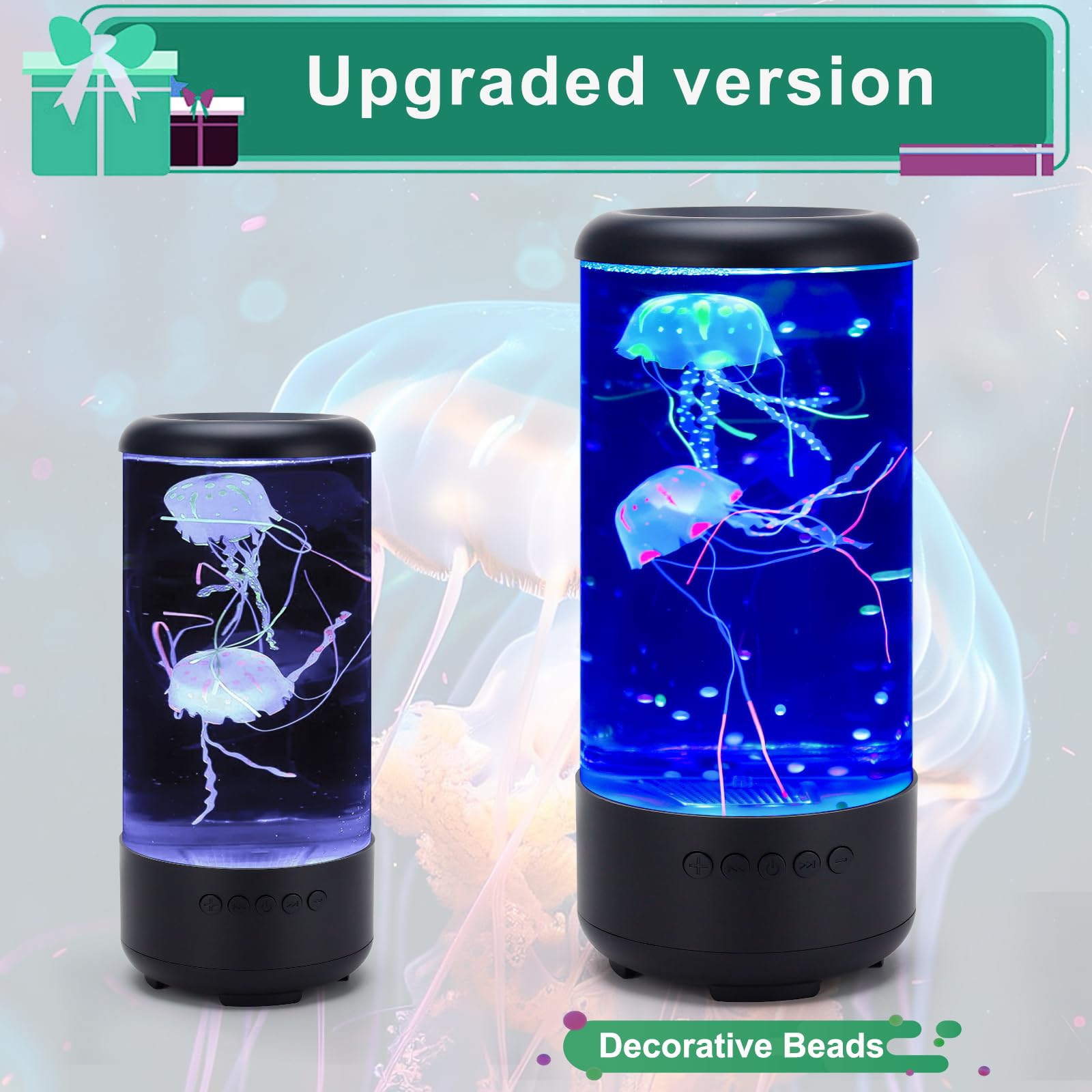 Jellyfish Lamp, 18Led 7-Color Changing Light With 5 Levels Brightness Jellyfish Aquarium Fish Lamp Home Decor, Children'S Birthday Gift, Men'S And Women'S Holiday Gift, Relaxing Mood Atmosphere