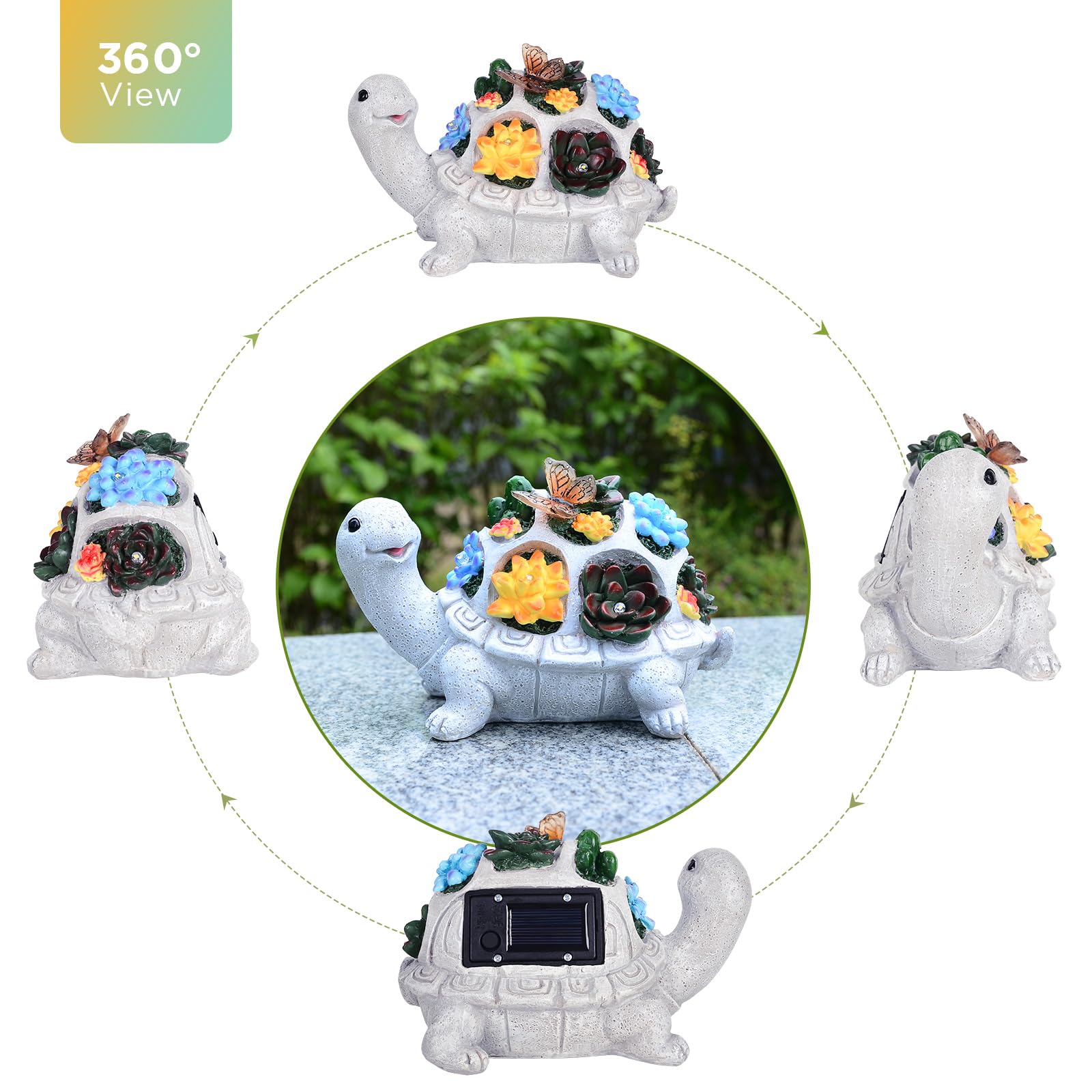 Turtle Solar Lights Outdoors Garden Statue Lawn Ornaments Turtle Solar Garden Statues With Butterfly Solar Lights Gifts For Women Men Birthday Gifts Turtle Garden Decor For Patio Lawn Porch Backyard