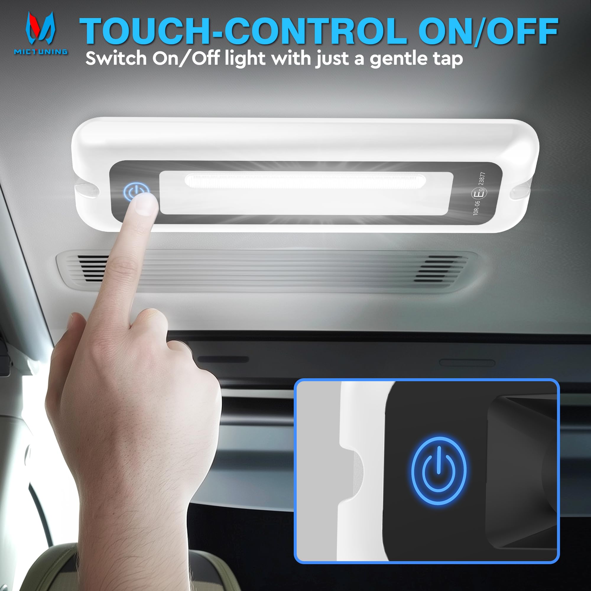 MICTUNING 8 Inch LED RV Porch Light, Touch Screen, Waterproof Aluminum, Indoor Use, 6000K White, 1 Pack