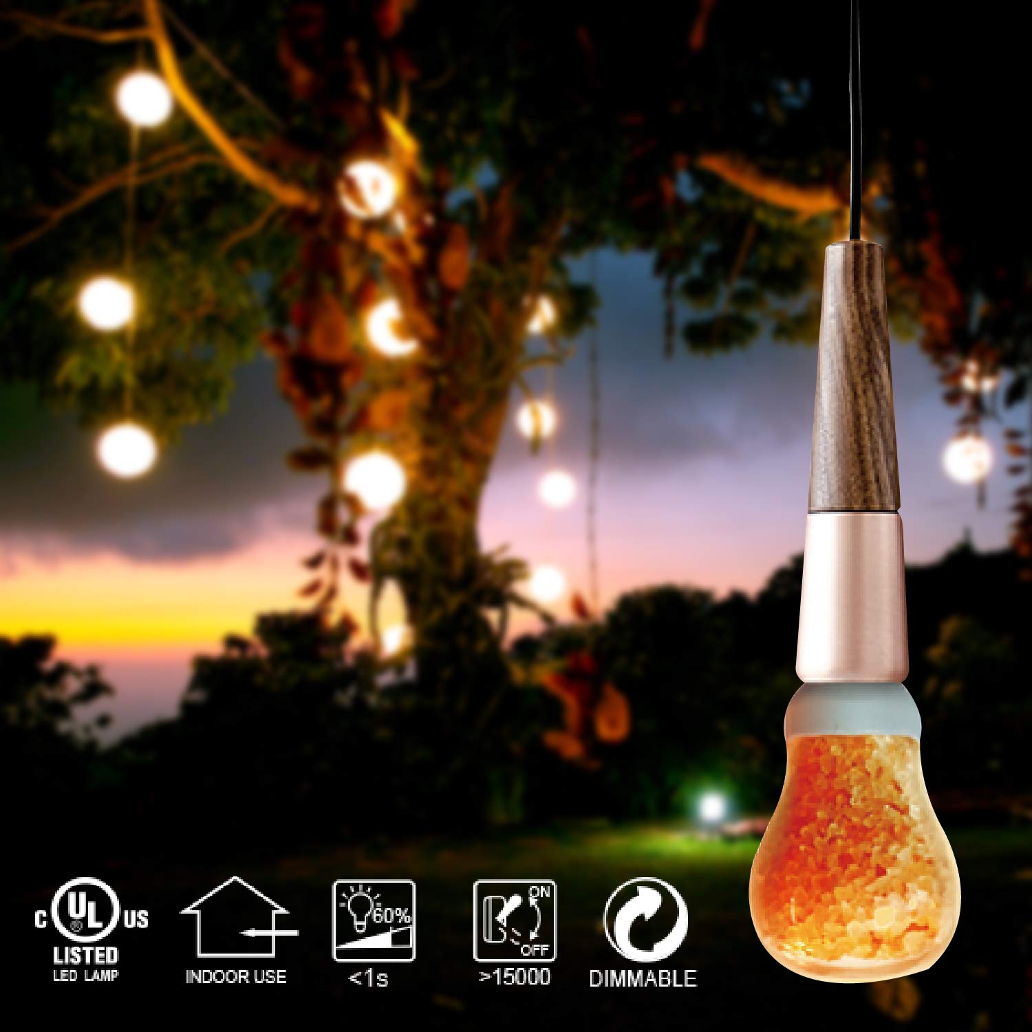 Himalayan Glow Salt Light Bulbs 60-Watt Equivalent, Warm Amber Glow, 7 Watts