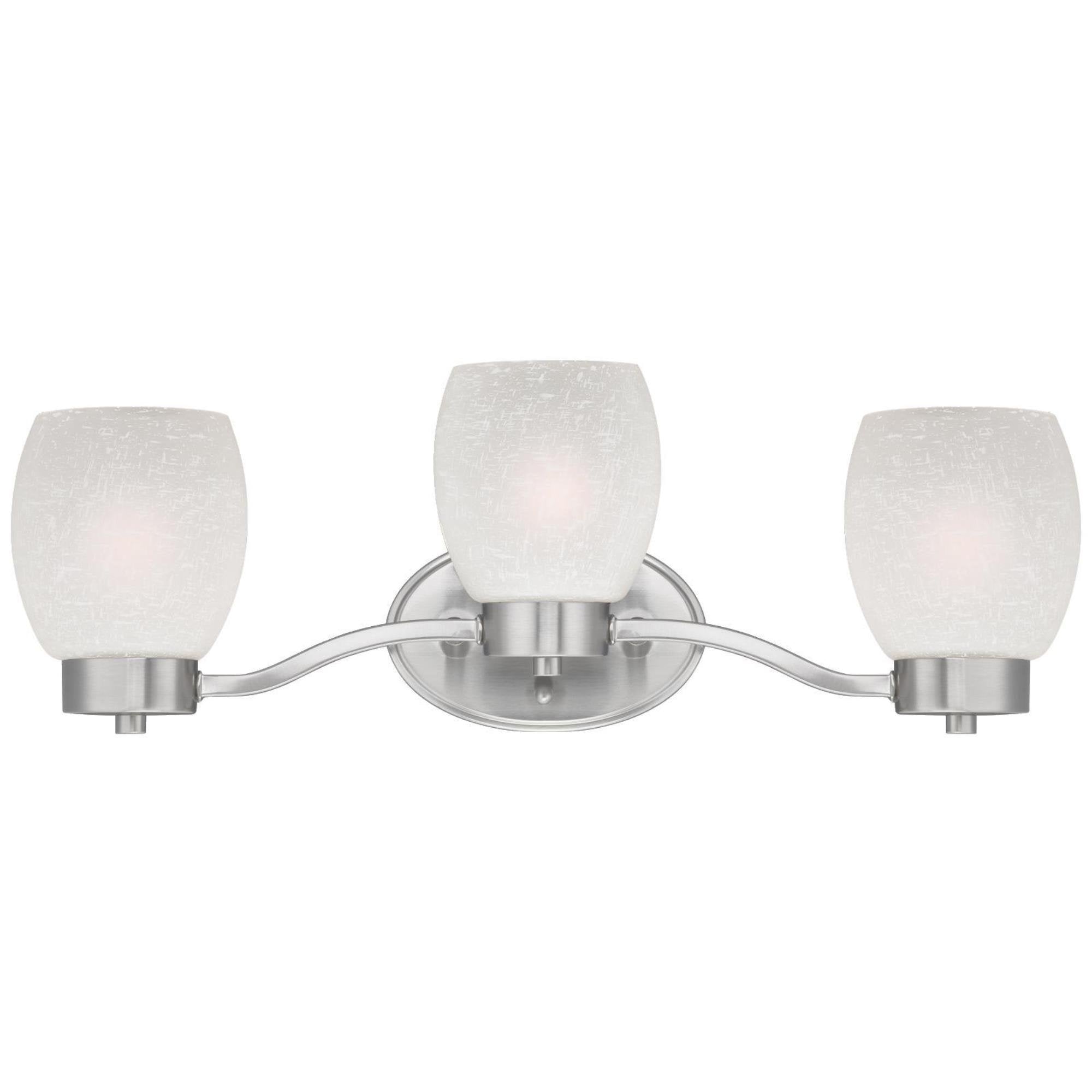 Westinghouse 6341100 Karah Three-Light Indoor Wall Fixture, Brushed Nickel Finish With White Linen Glass