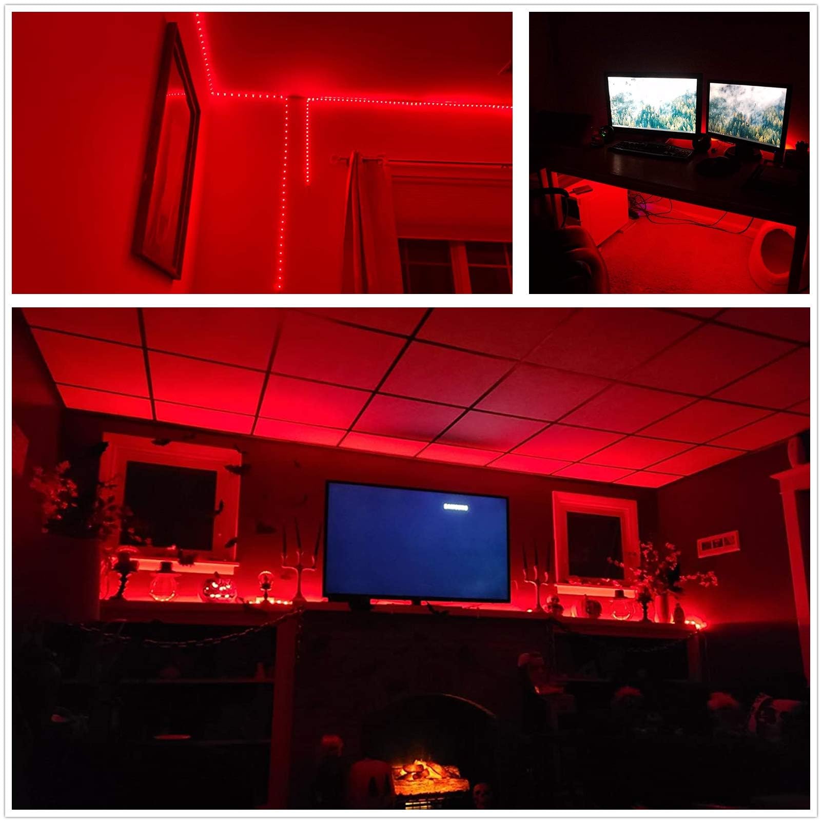 Buyagn Red Led Rope Light  20Ft Led Strip Lights Outdoor Waterproof Decorative Lighting For Indoor/Outdoor Decorations  Deck  Patio  Party And Bedroom Decorations